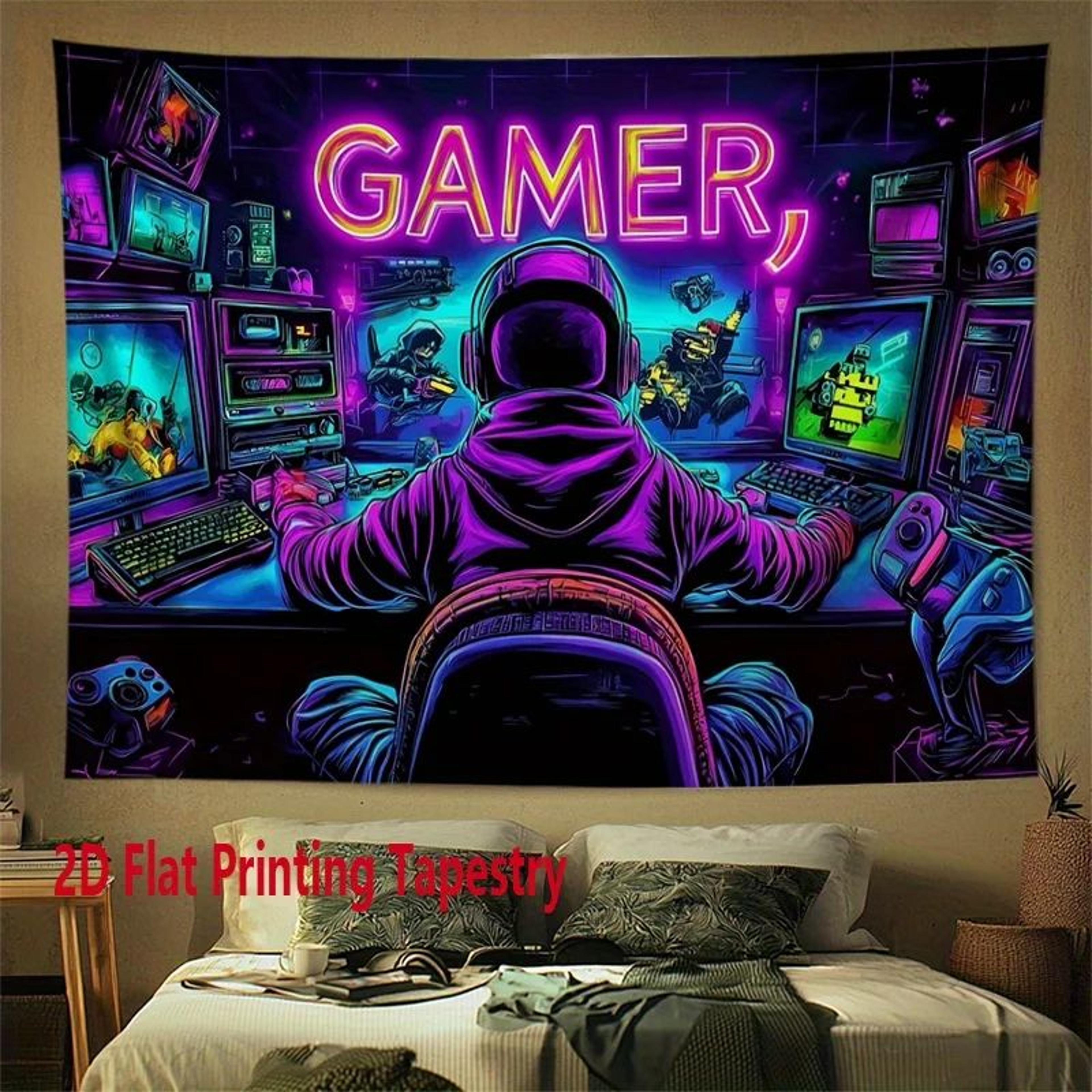 VIKAMA GAMER Fluorescent Tapestry  Neon Gaming Wall Art For Bedroom Living Room  ESports Room 3