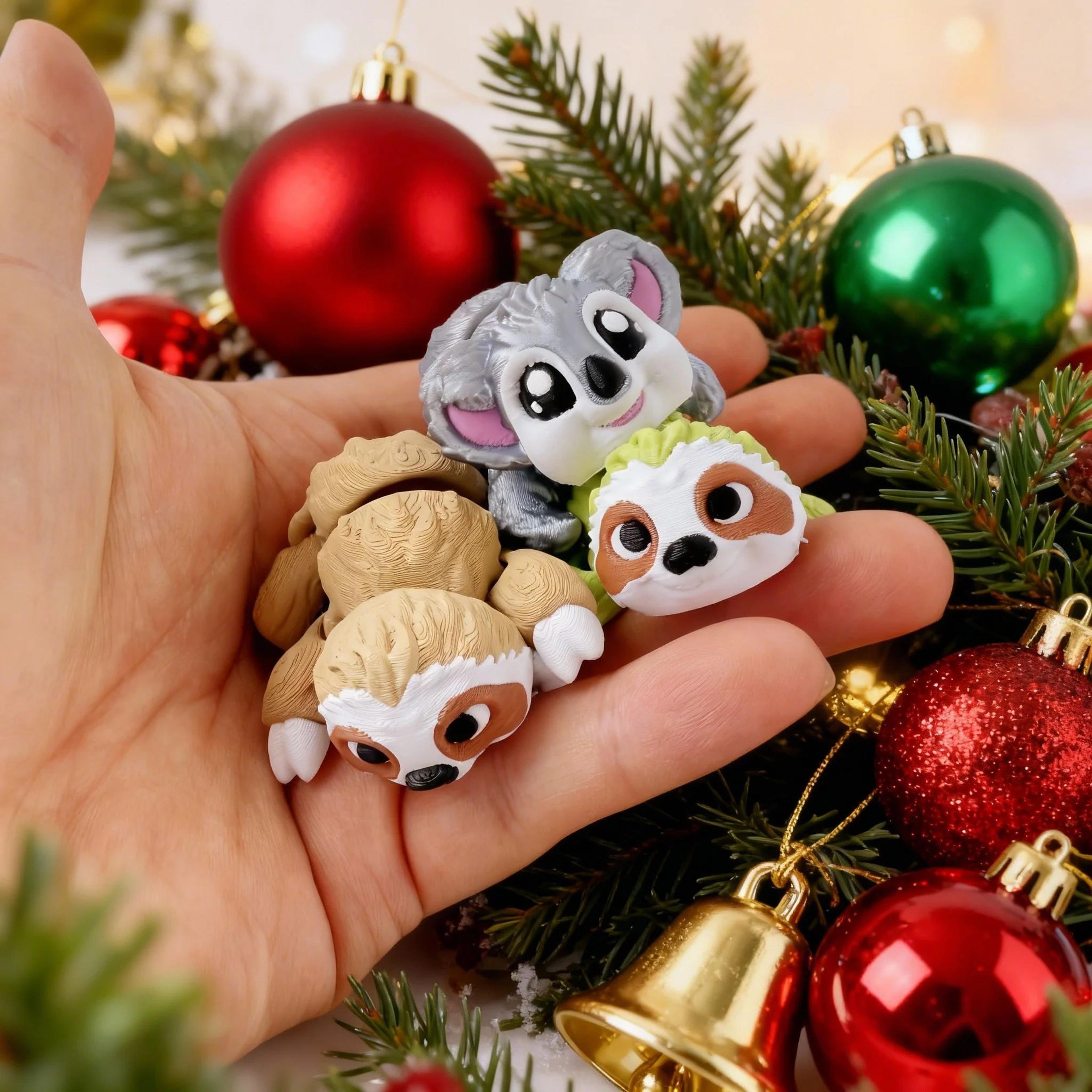 3d articulated sloth & koala figurines – flexible animal desk toys for home, car & gift decor
