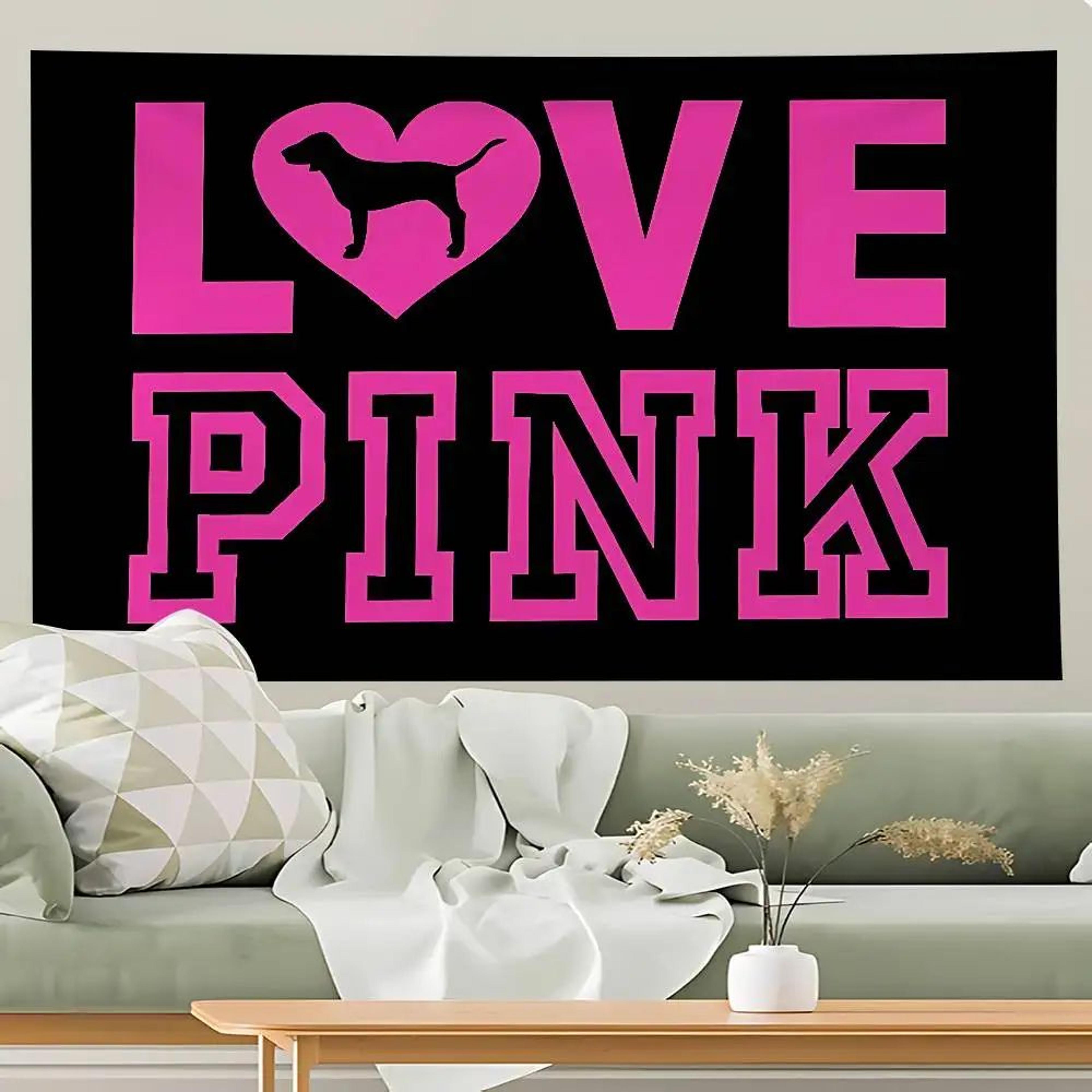 LOVE Pink Wall Tapestry  Romantic Polyester Hanging Decor For Bedroom Living Room  Home Styling 3
