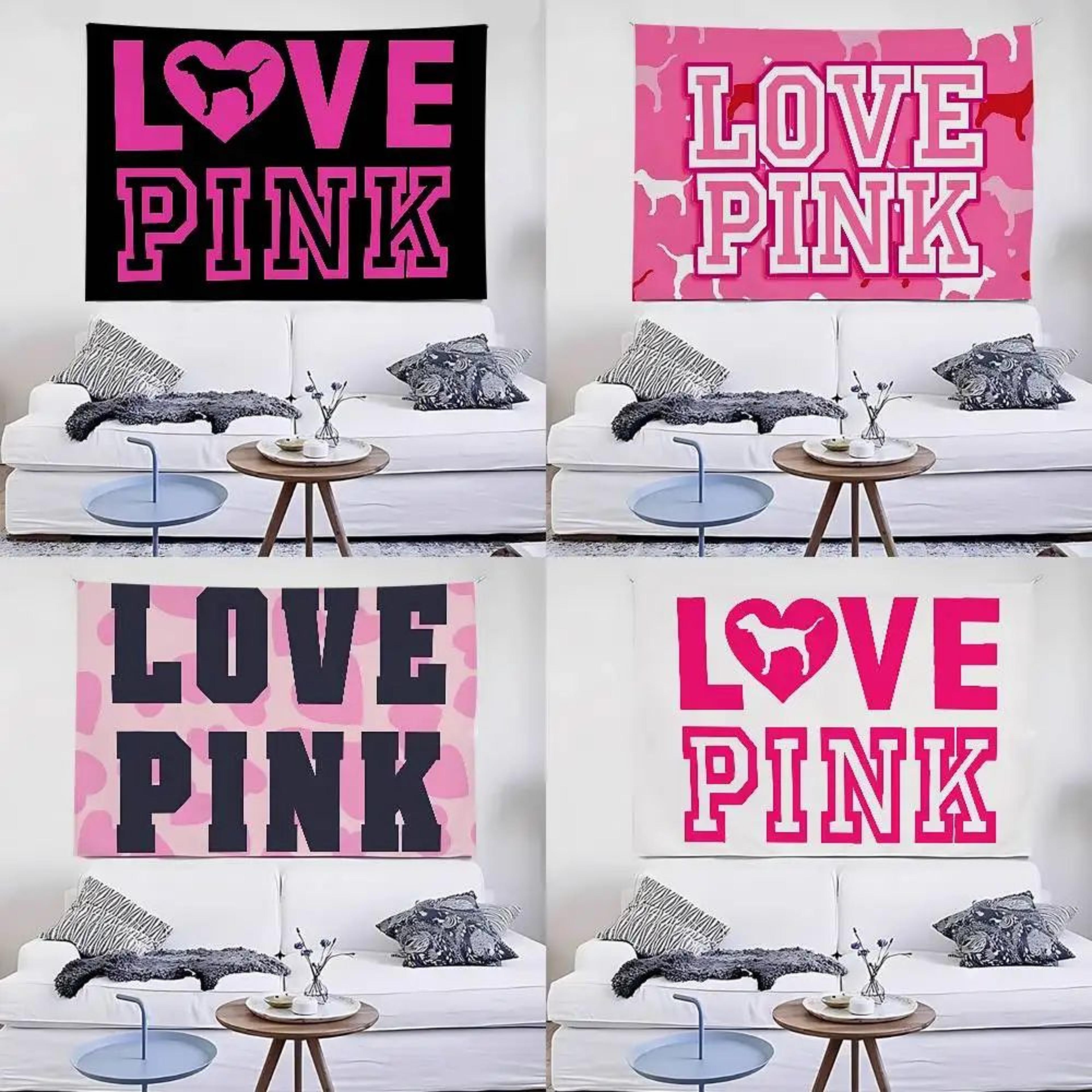 LOVE Pink Wall Tapestry  Romantic Polyester Hanging Decor For Bedroom Living Room  Home Styling 5