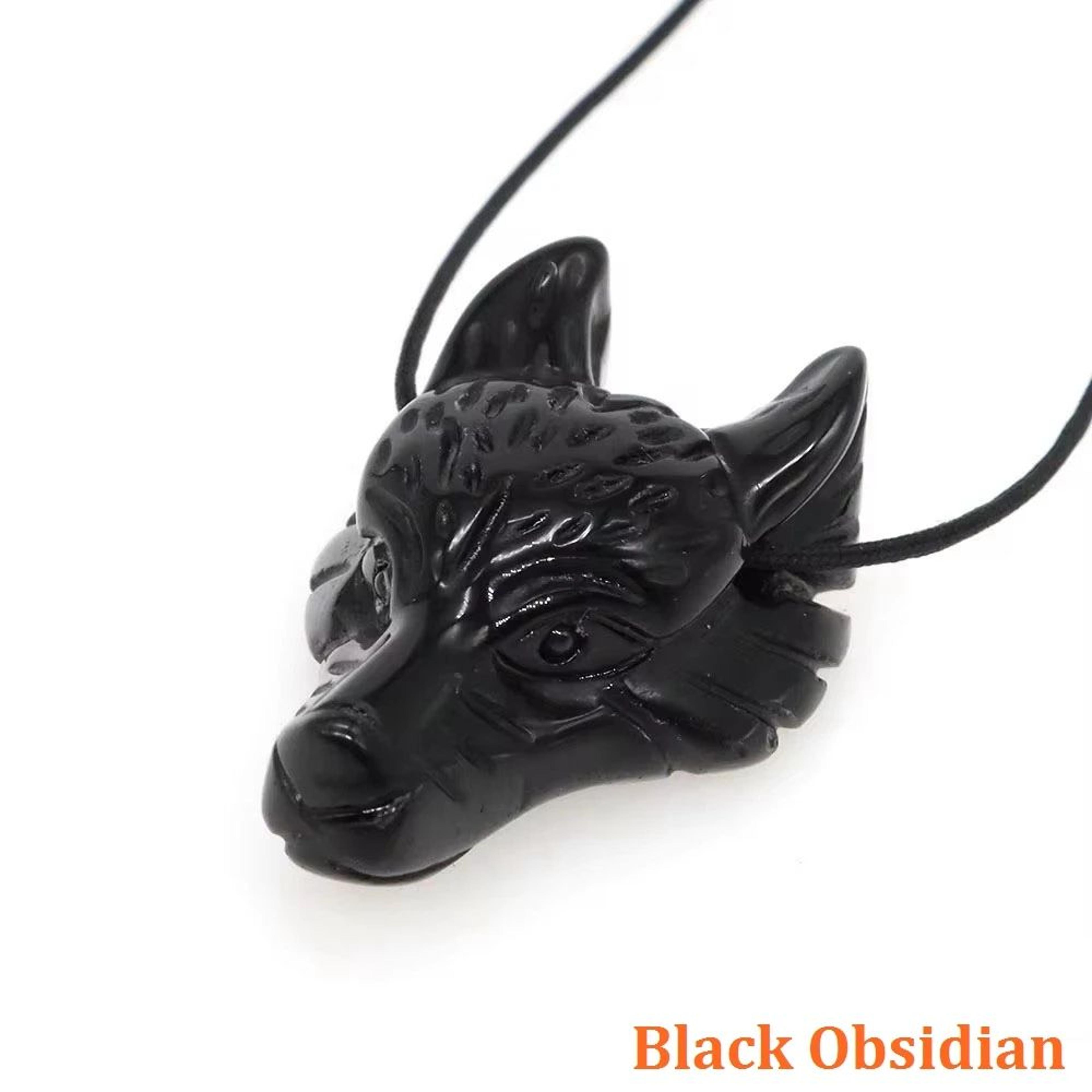 15in Wolf Head Crystal Pendant  Hand Carved Natural Healing Stone Necklace Charm 8