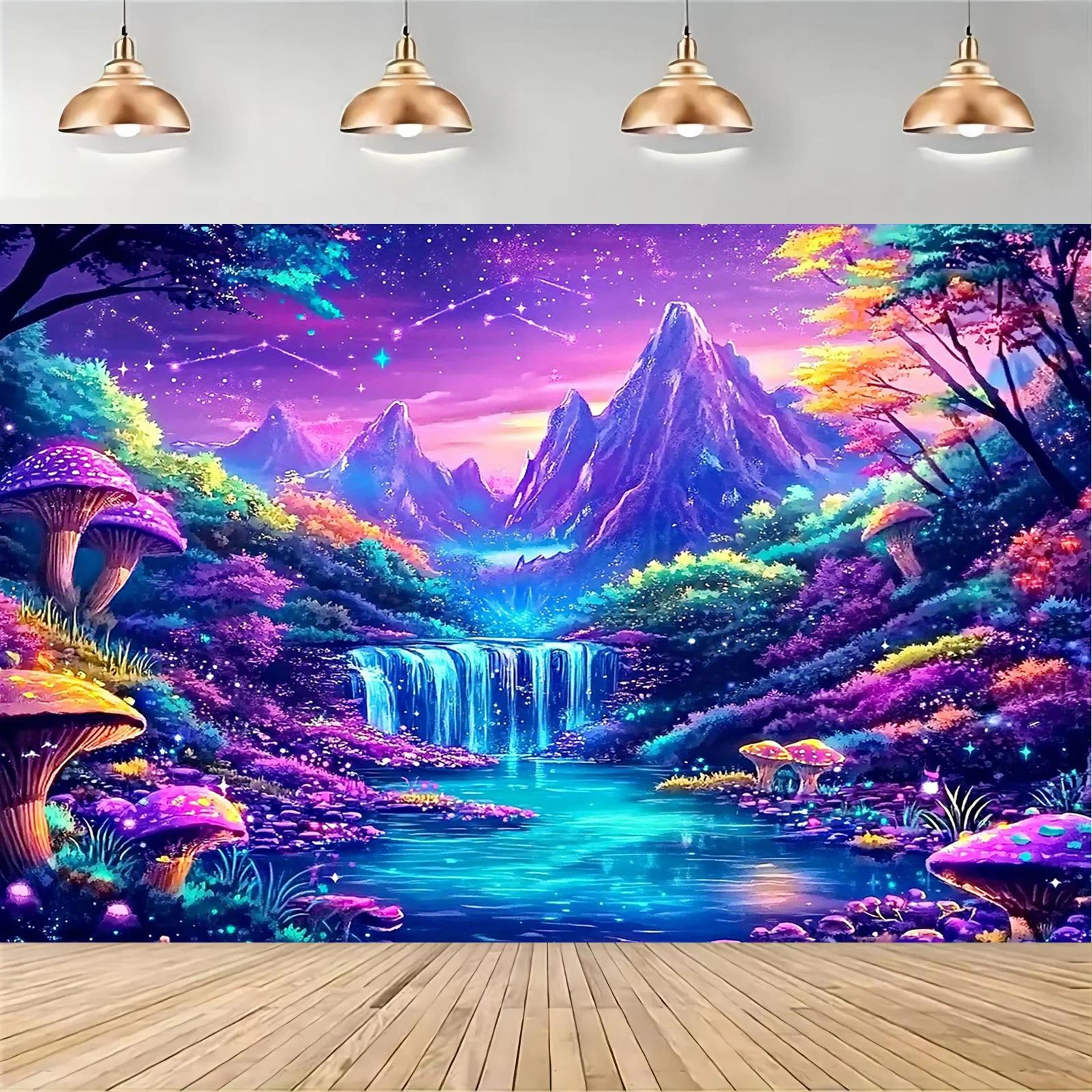 VIKAMA GlowintheDark Fantasy Forest Tapestry  Luminous Wall Hanging For Bedroom Dorm  Living Room D 5