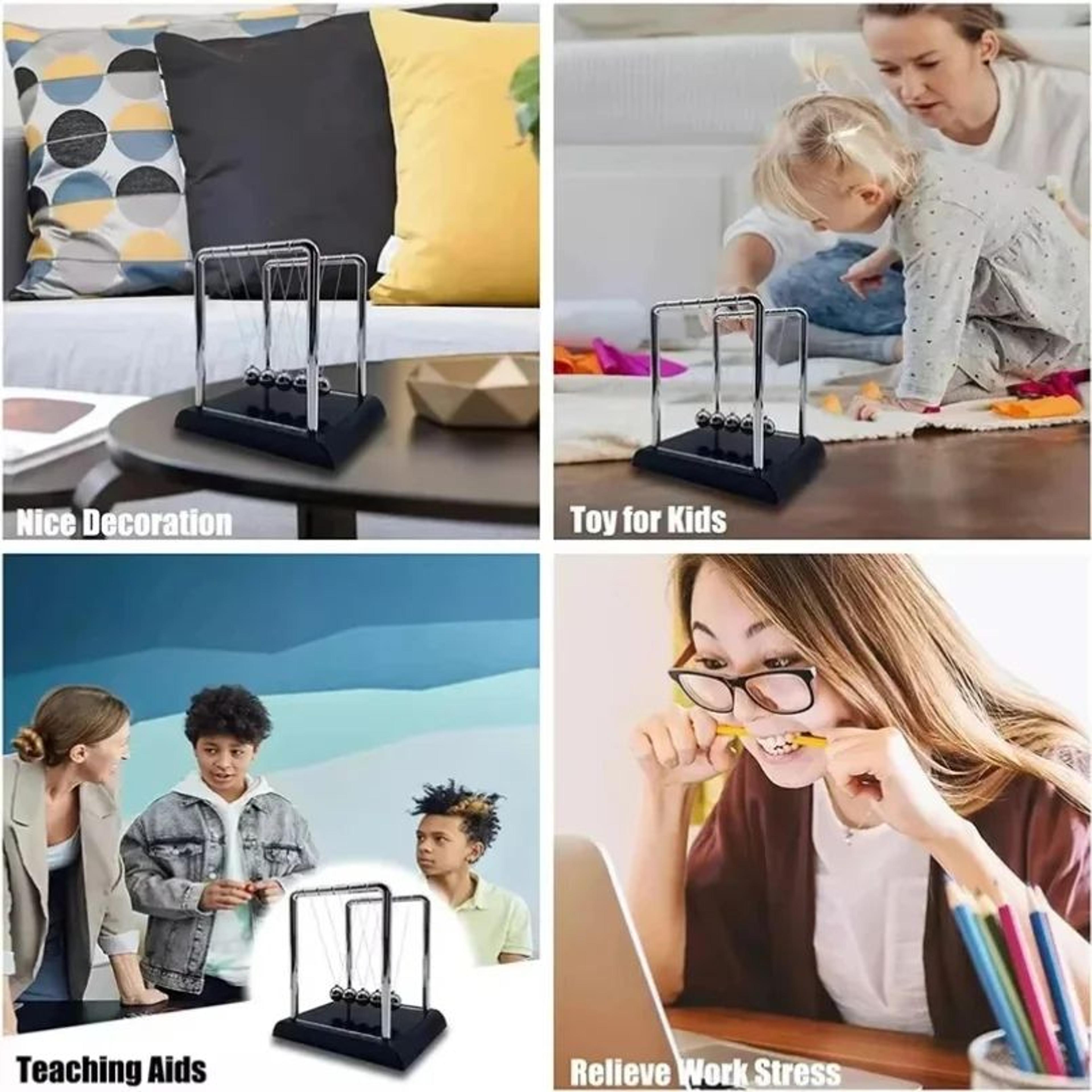 Newtons Cradle Balance Desk Toy  Stress Relief Kinetic Energy Pendulum For Office  Home Decor 3