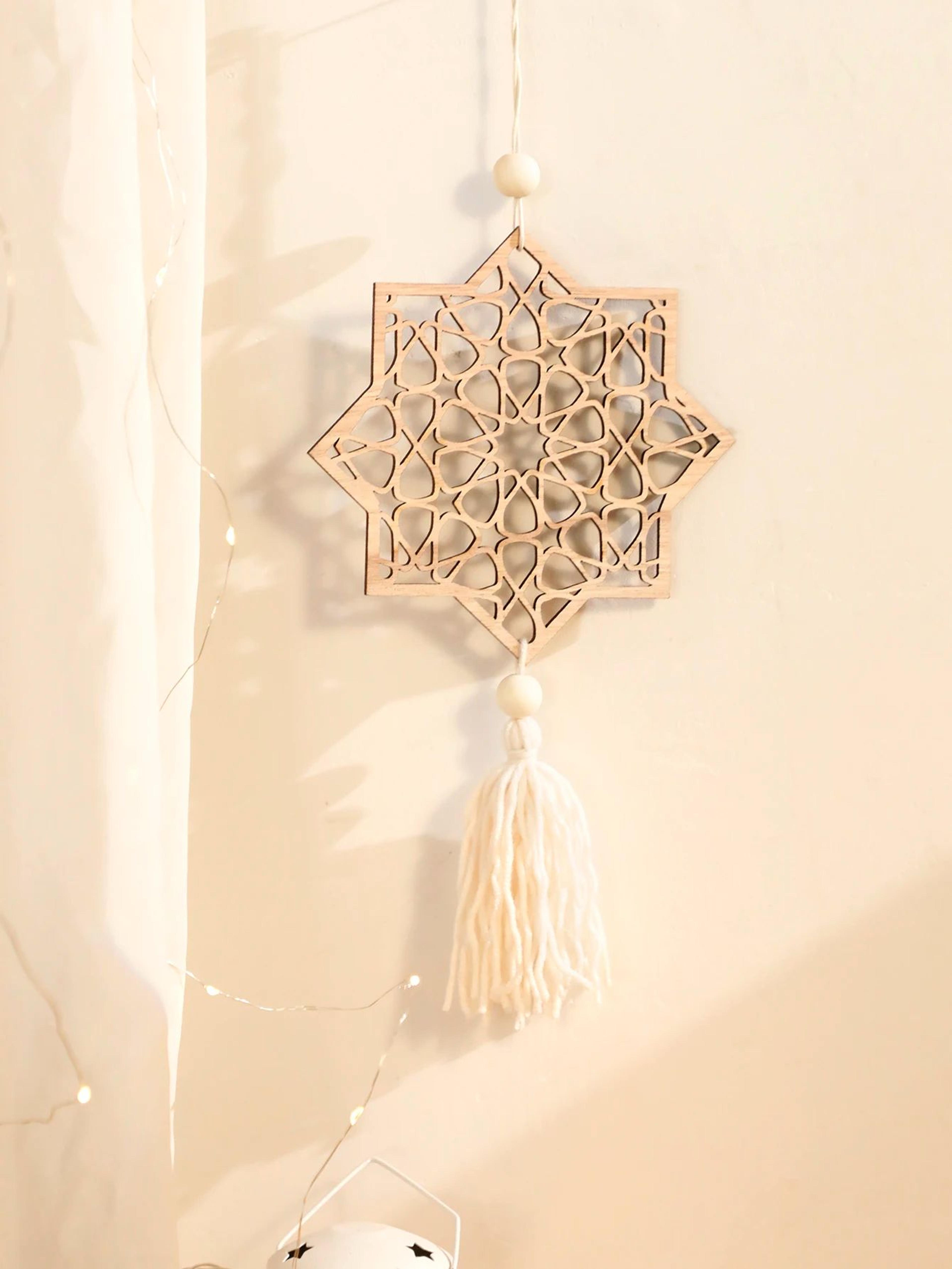 Wooden Ramadan Hanging Ornaments With Tassels  Eid Mubarak Moon Decor For Islamic Home  Gifts 2