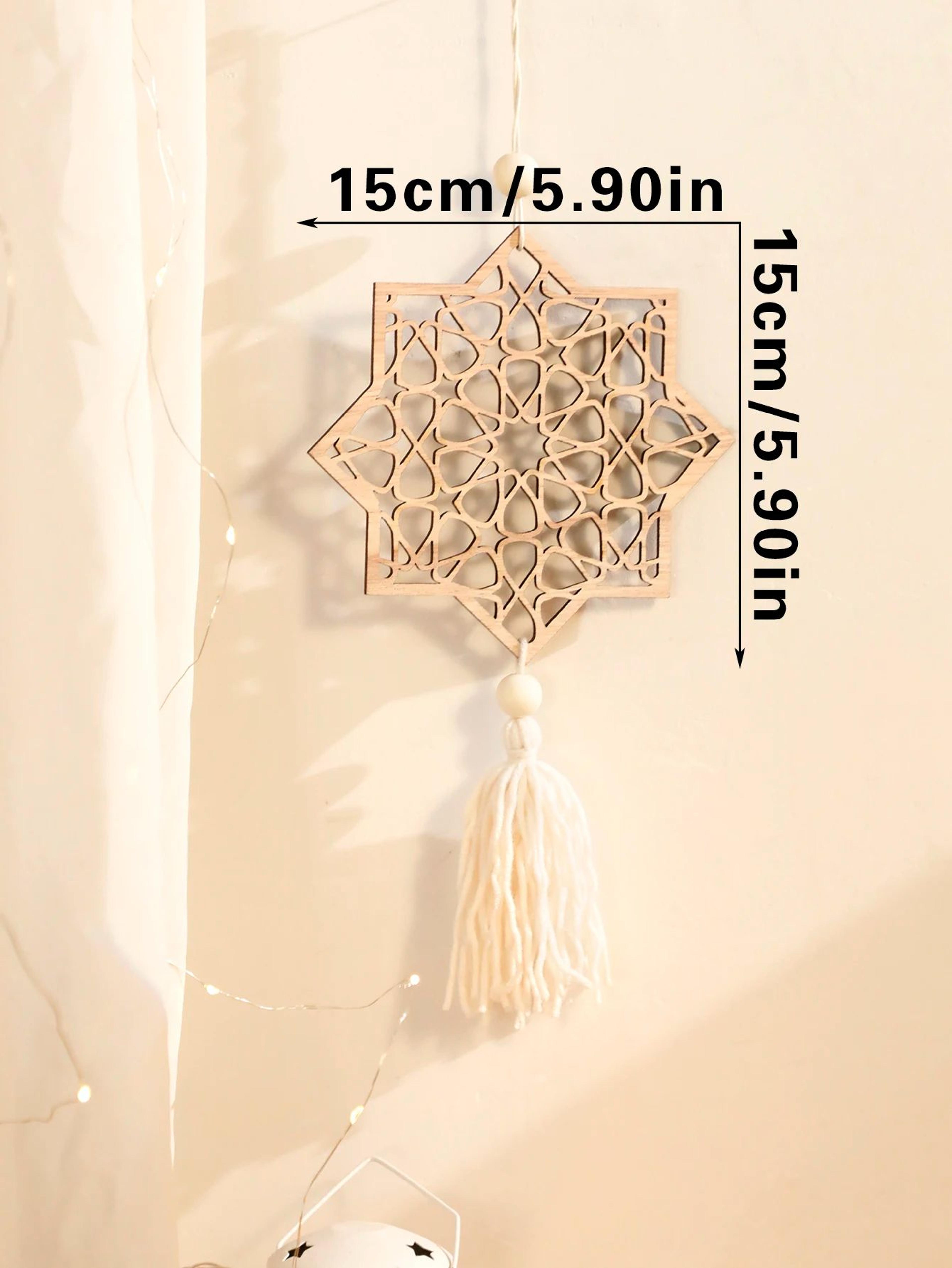 Wooden Ramadan Hanging Ornaments With Tassels  Eid Mubarak Moon Decor For Islamic Home  Gifts 8
