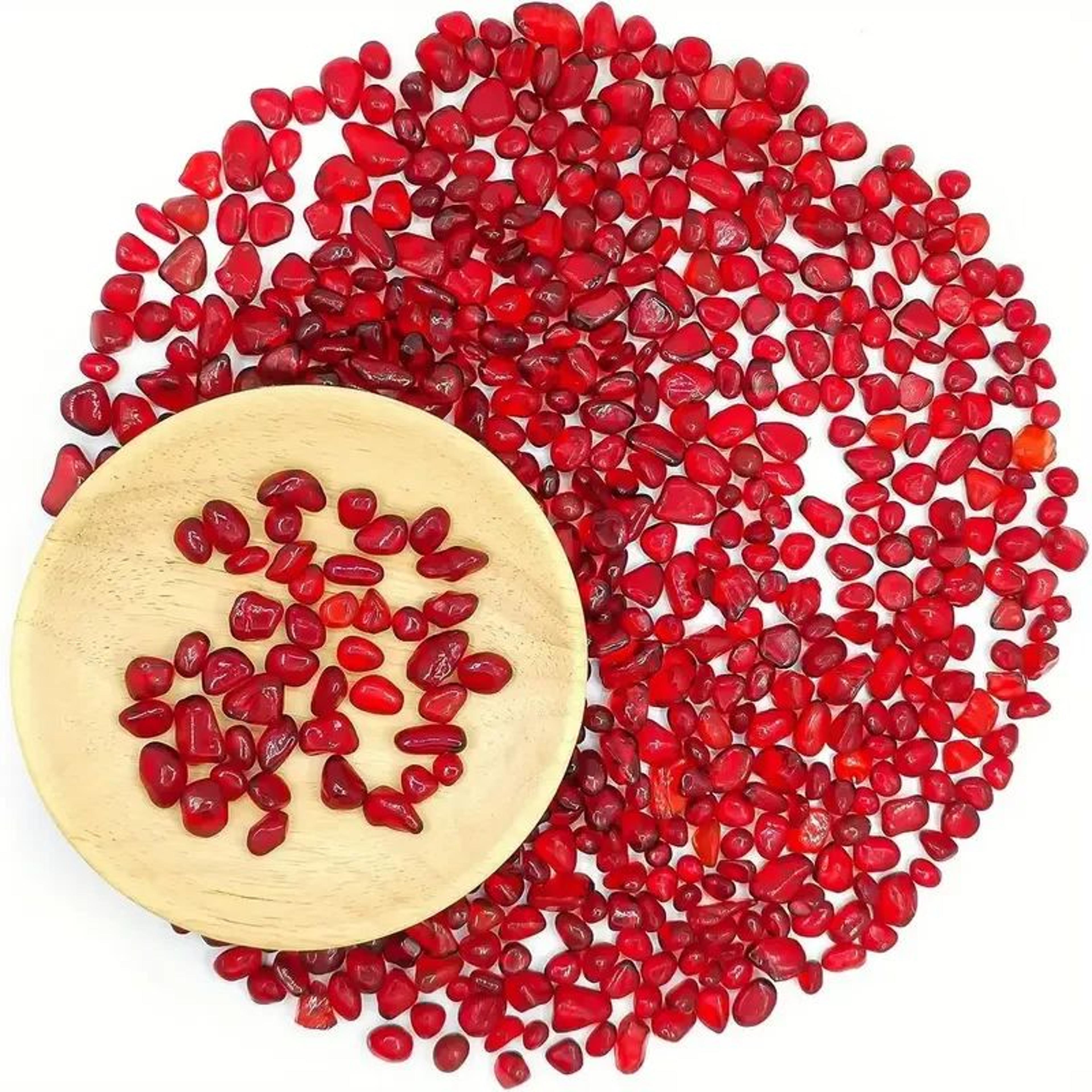 red glass gravel chips – irregular decorative stones for fish tank, vase filling & garden decor