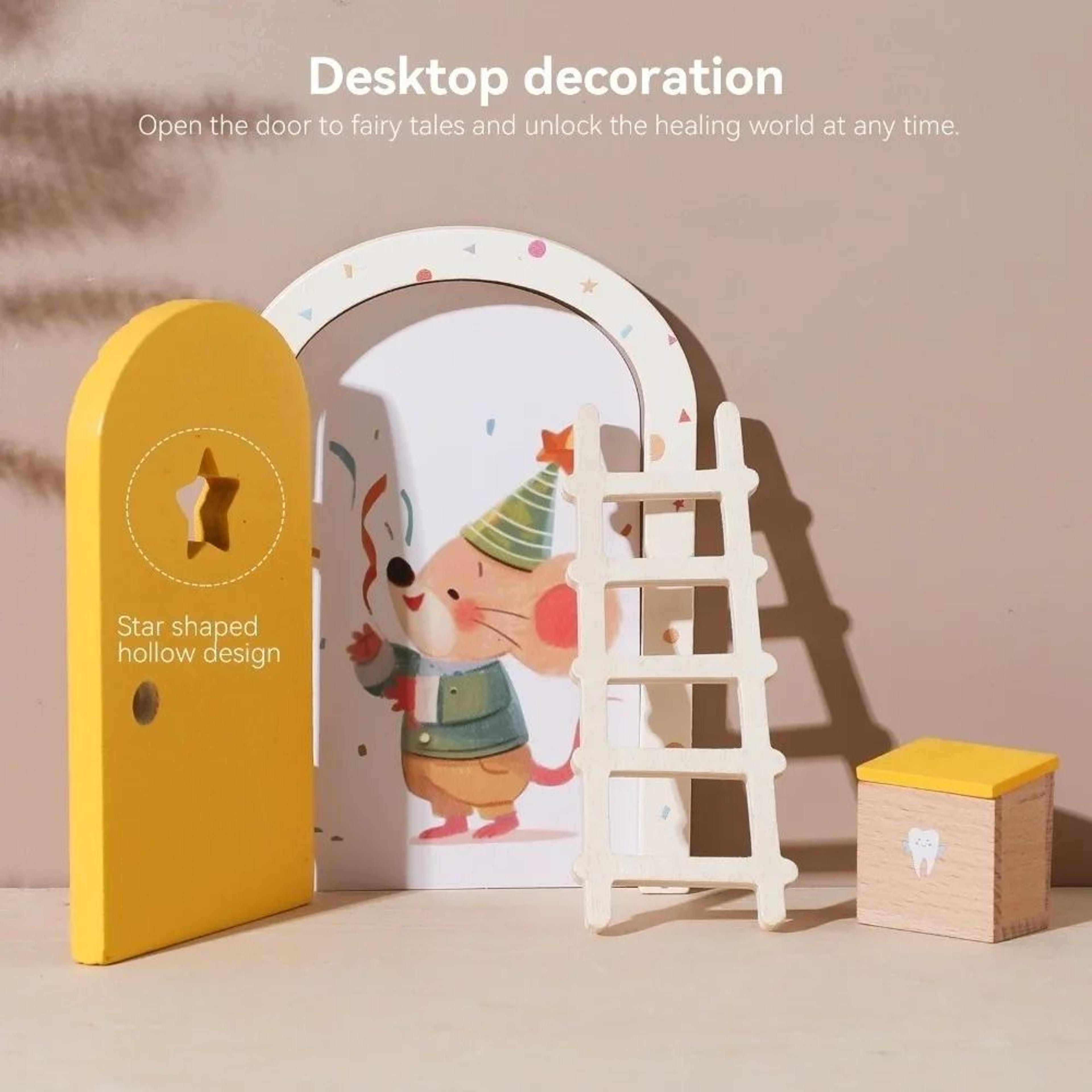 Enchanted Fairy Elf Mini Door Decor Set  Whimsical Wall  Tooth Box Gift For Kids Rooms 5
