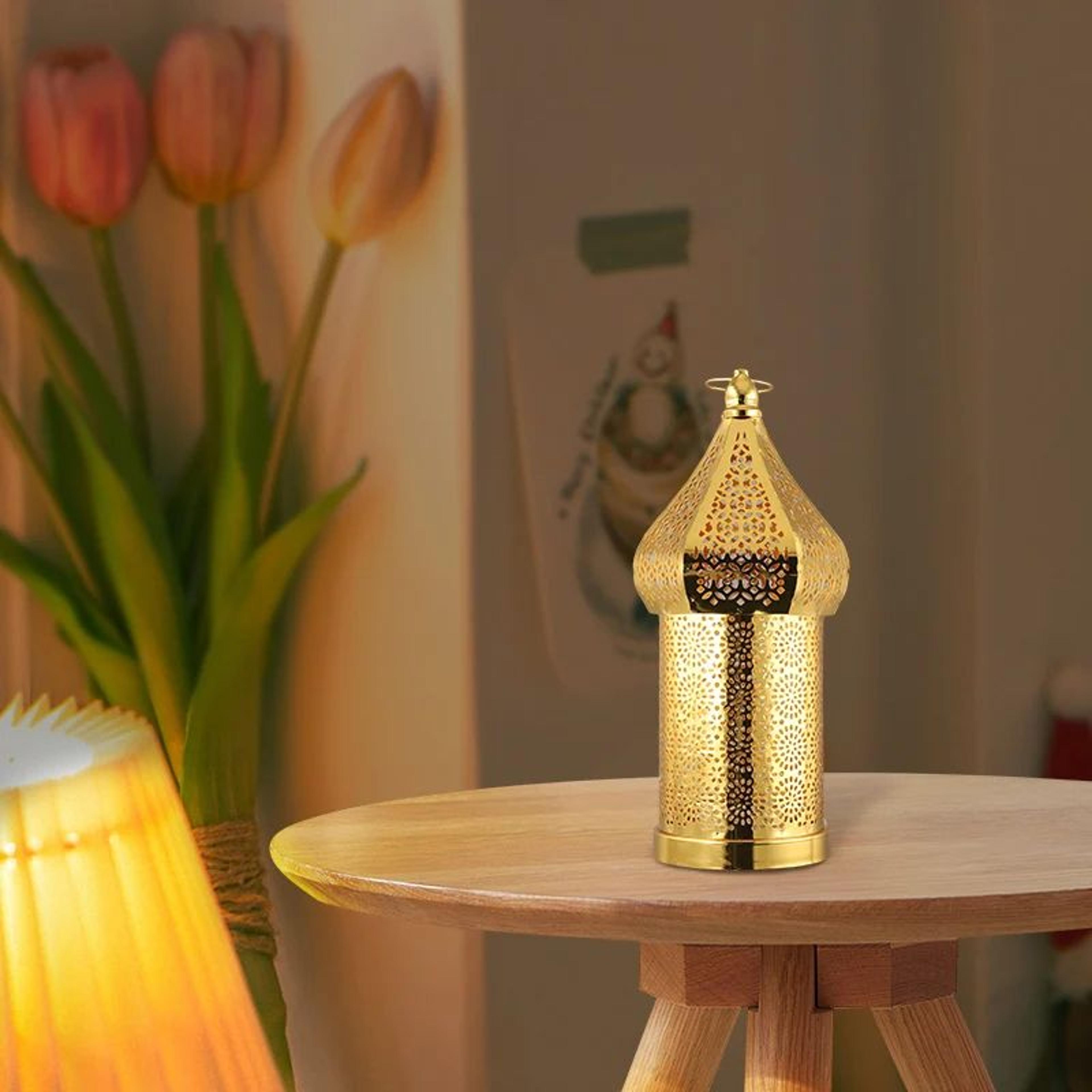 Moroccan Gold Hollow Lantern  Elegant Ramadan  Eid Decorative Iron Light 2