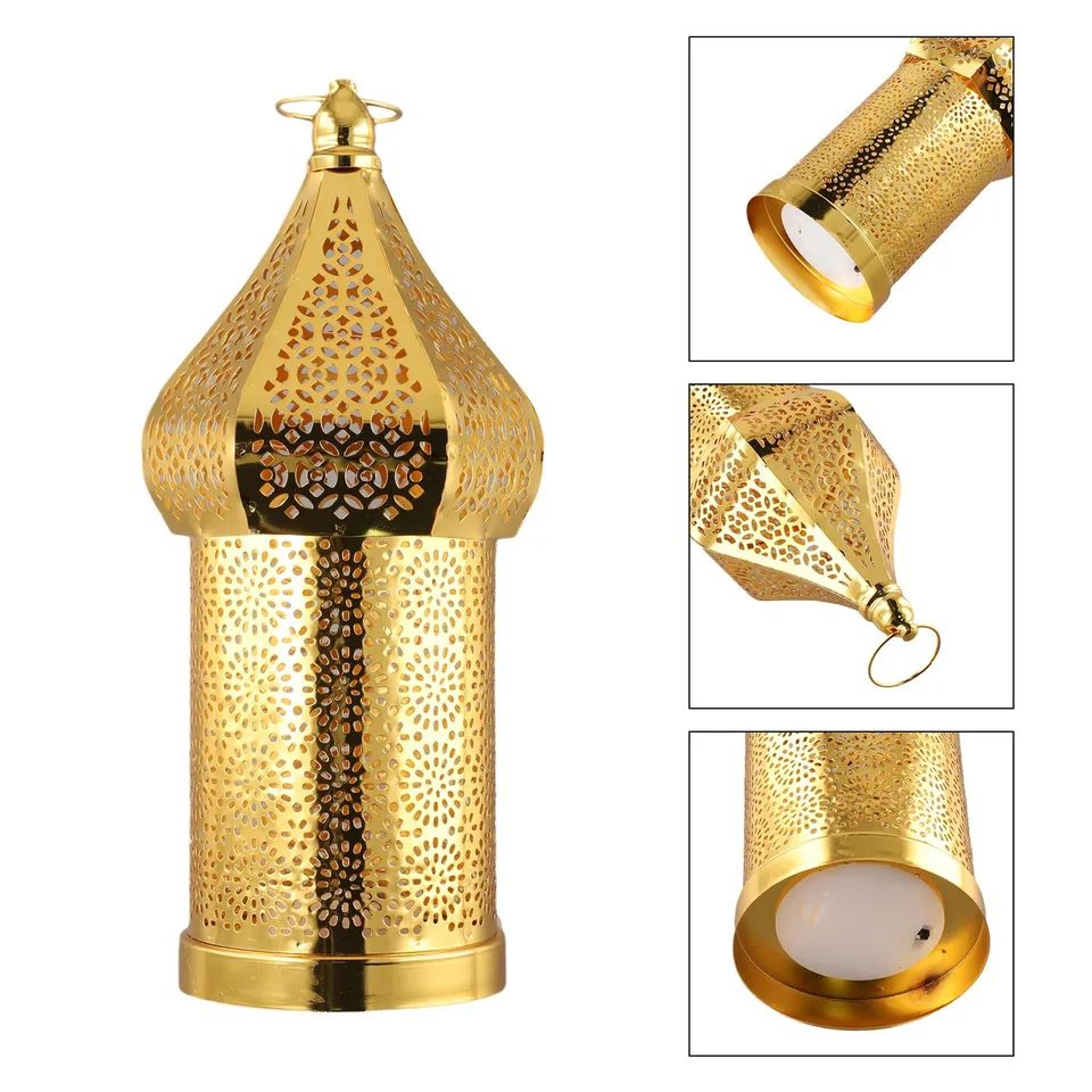 Moroccan Gold Hollow Lantern  Elegant Ramadan  Eid Decorative Iron Light 3