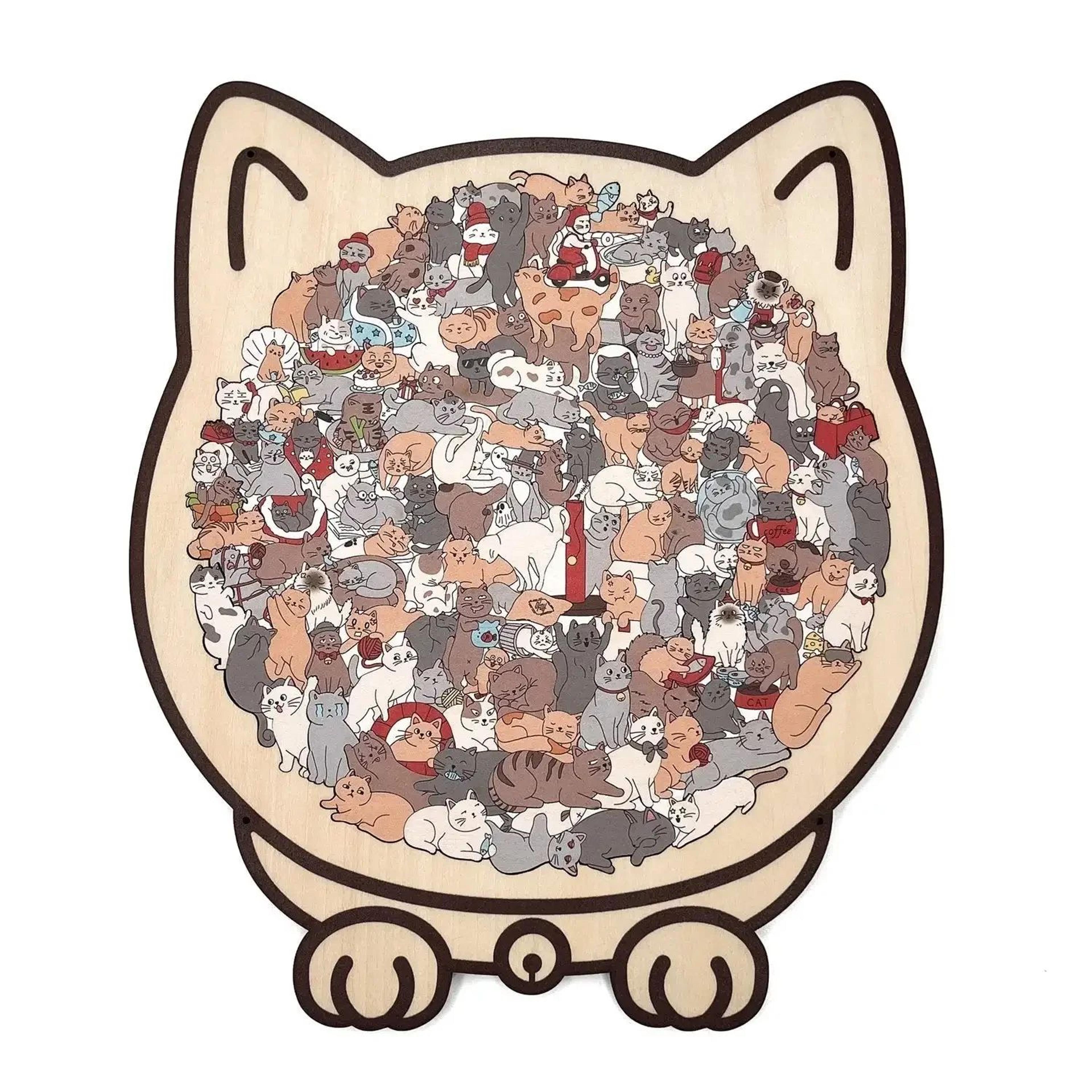CatShaped Wooden Jigsaw Puzzle  135PCS Unique Irregular Pieces Creative Gift  Home Decor 6
