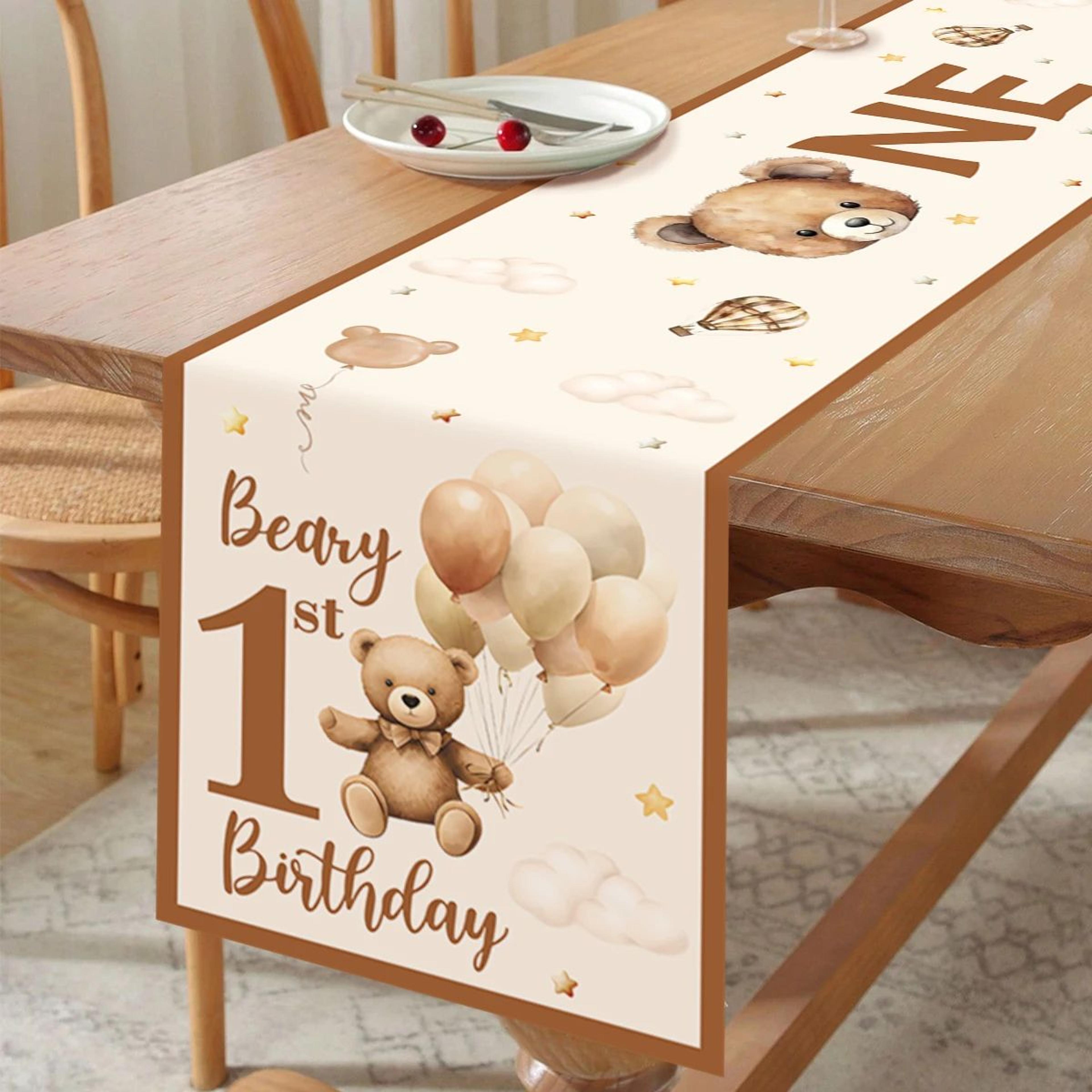 Cartoon Teddy Bear Table Runner  Cute Baby Shower  1st Birthday Table Decor 4