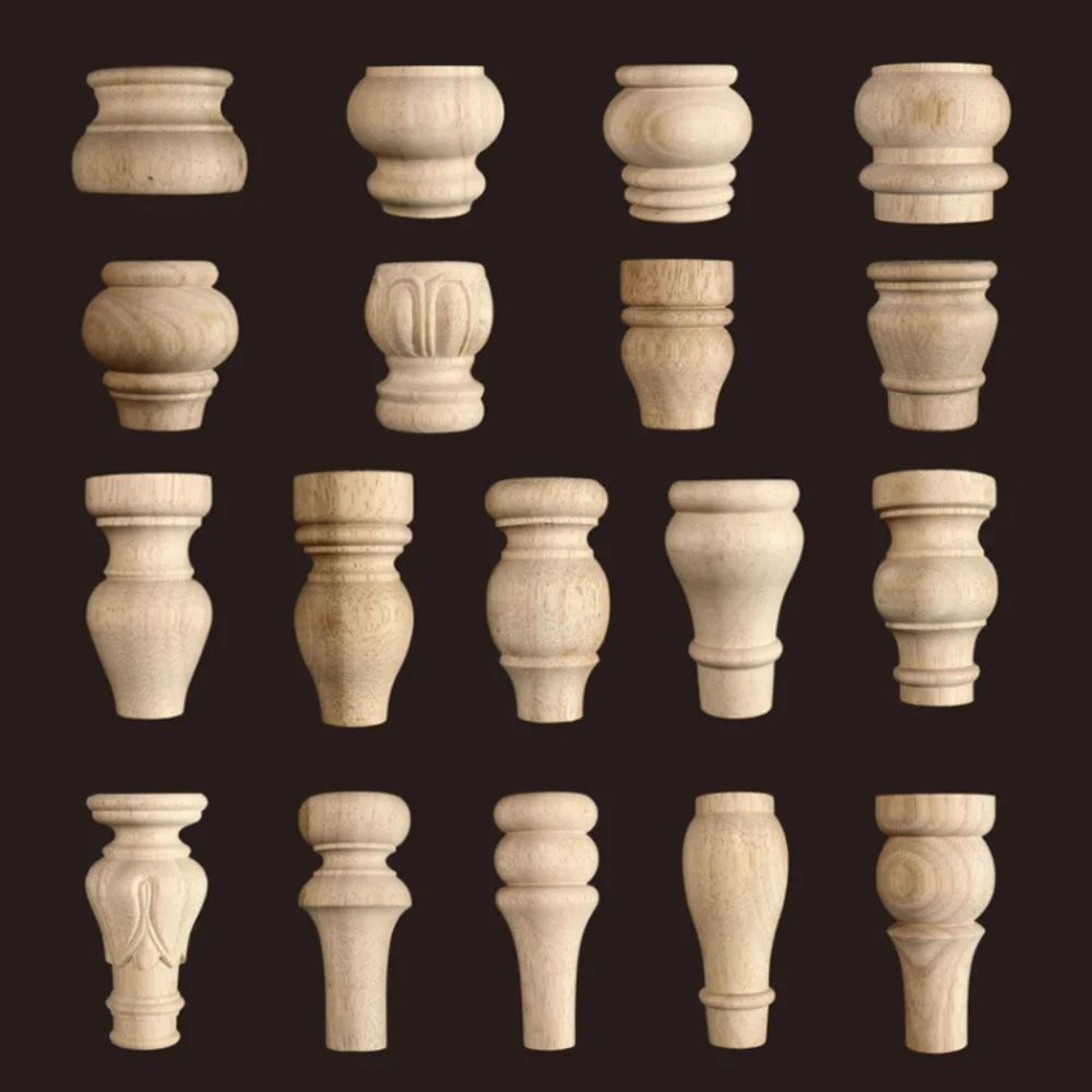 half round roman wood column cap applique – decorative carved furniture onlay accent