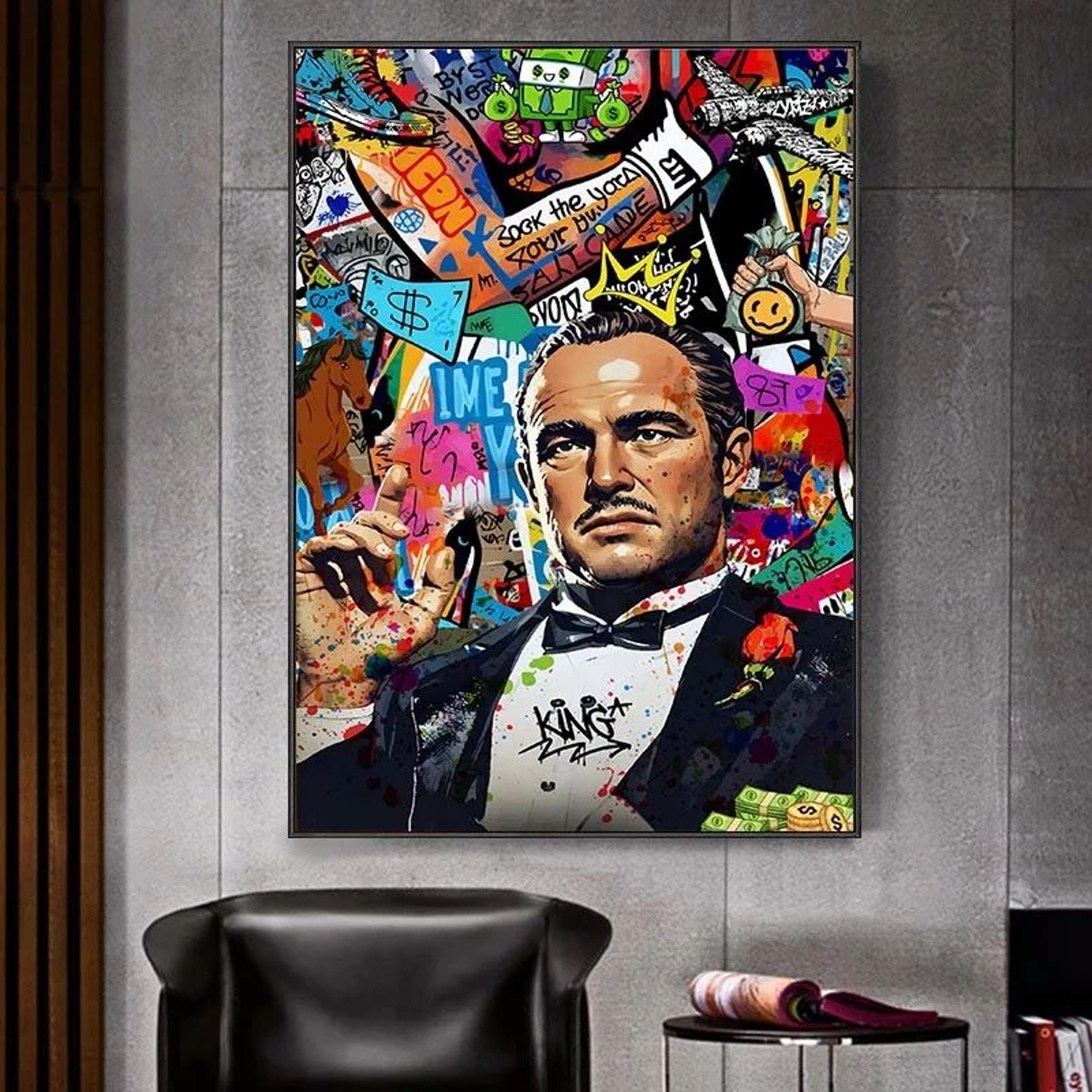 80s Gangster Graffiti Canvas Wall Art  Retro Urban Street Style Print For Home  Bar Decor 3