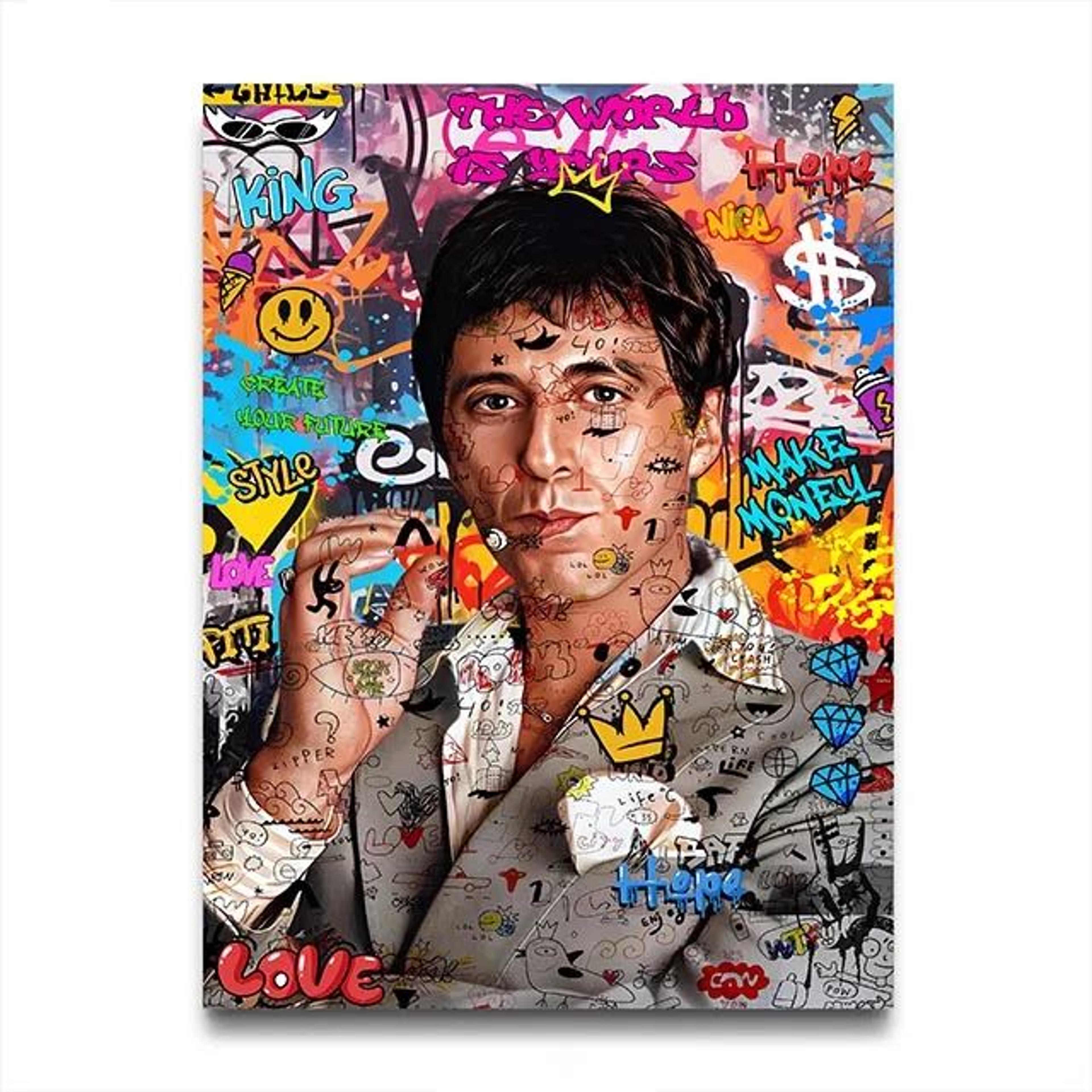 80s Gangster Graffiti Canvas Wall Art  Retro Urban Street Style Print For Home  Bar Decor 9