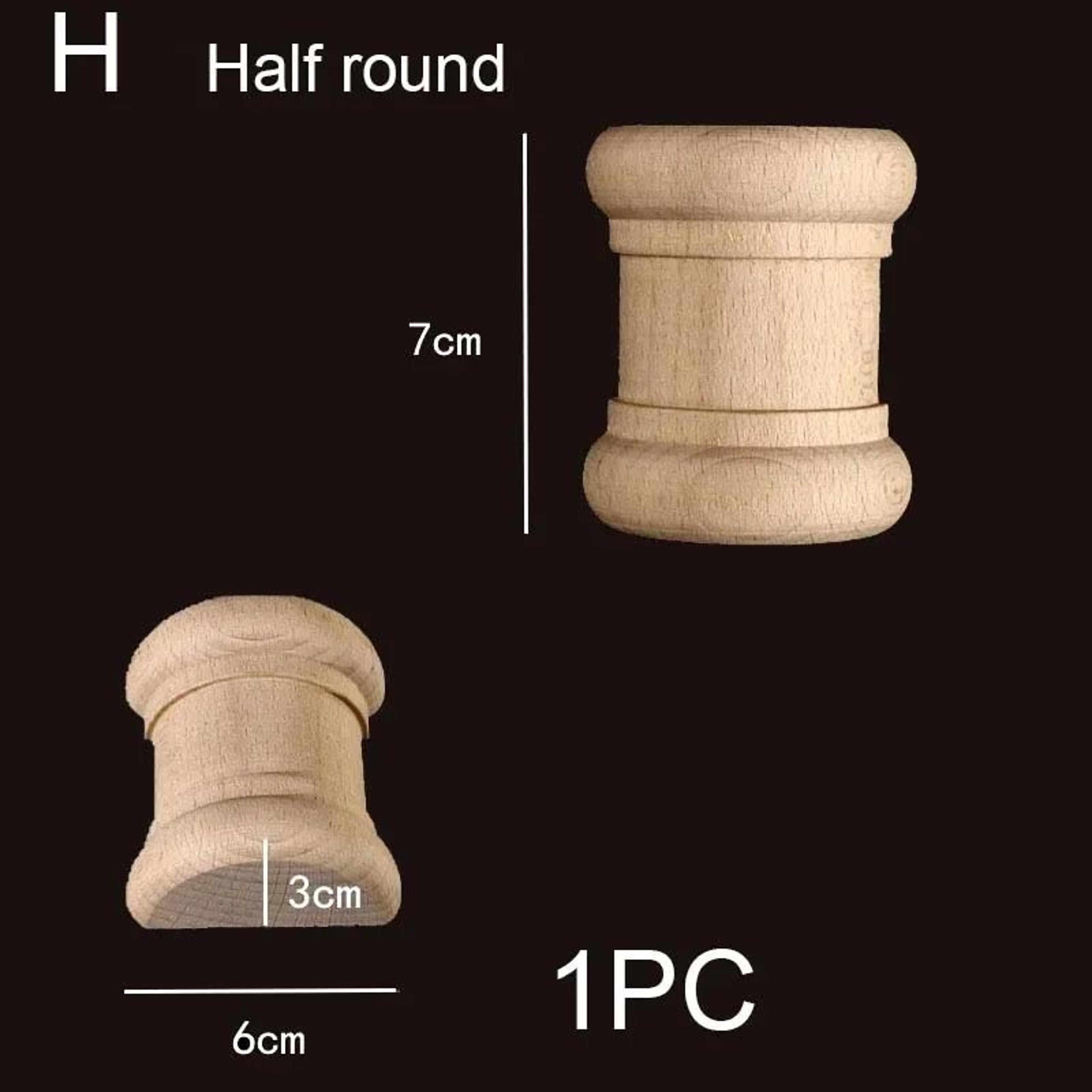 Half Round Roman Wood Column Cap Applique  Decorative Carved Furniture Onlay Accent 20