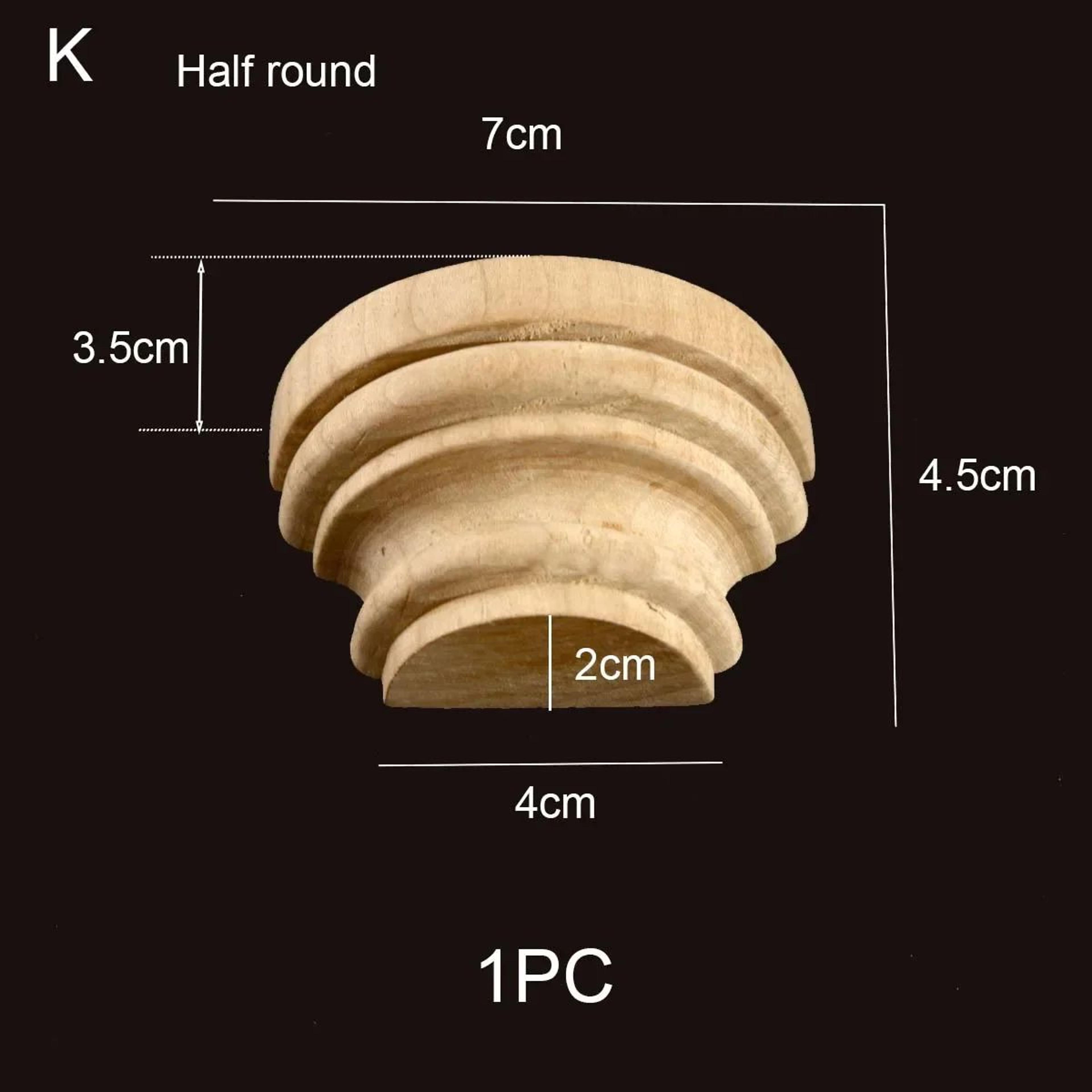 Half Round Roman Wood Column Cap Applique  Decorative Carved Furniture Onlay Accent 25