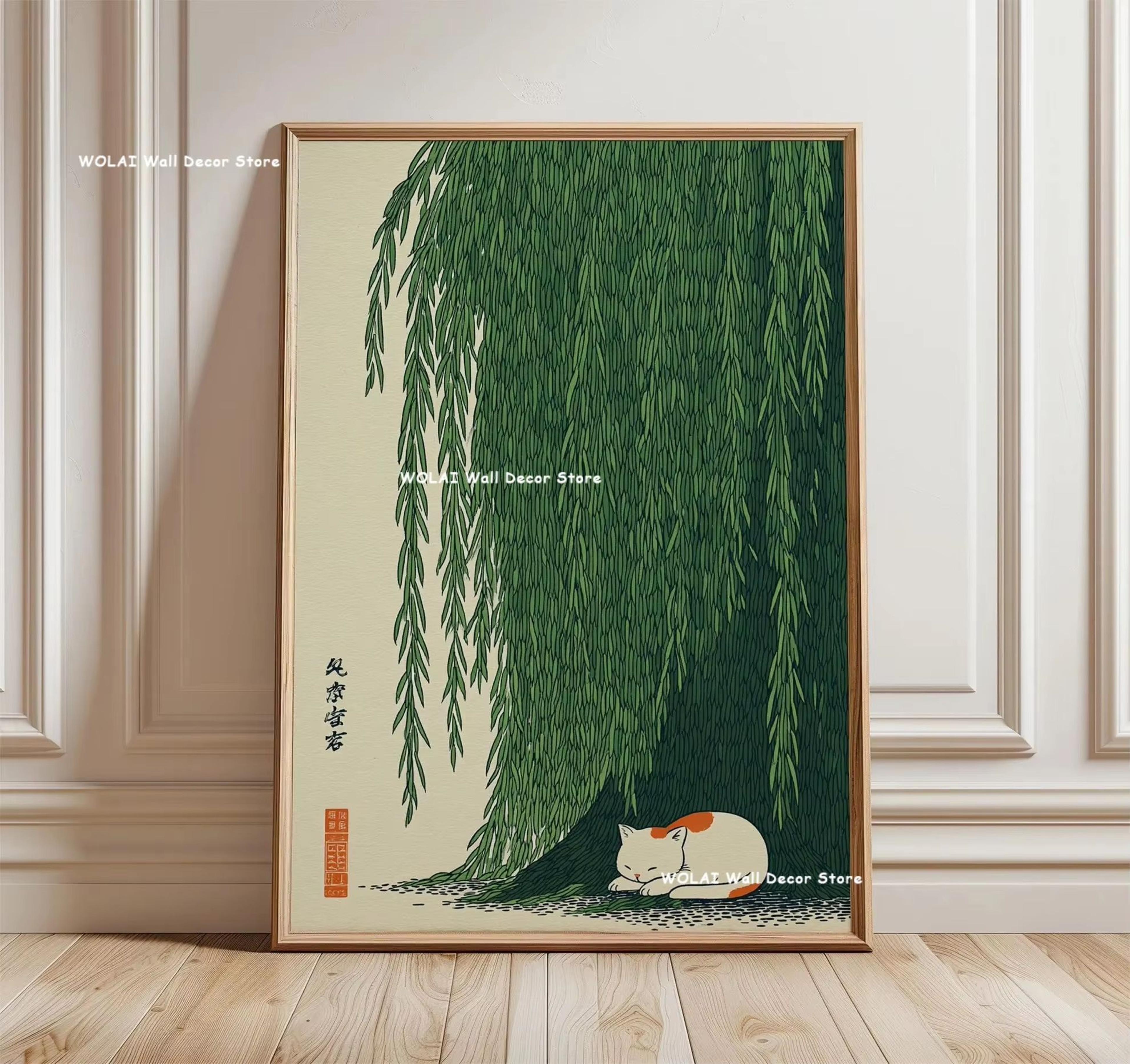 Japanese Zen Forest  Koi Canvas Wall Art  Retro Sun Wave Abstract Poster For Peaceful Home Decor 8