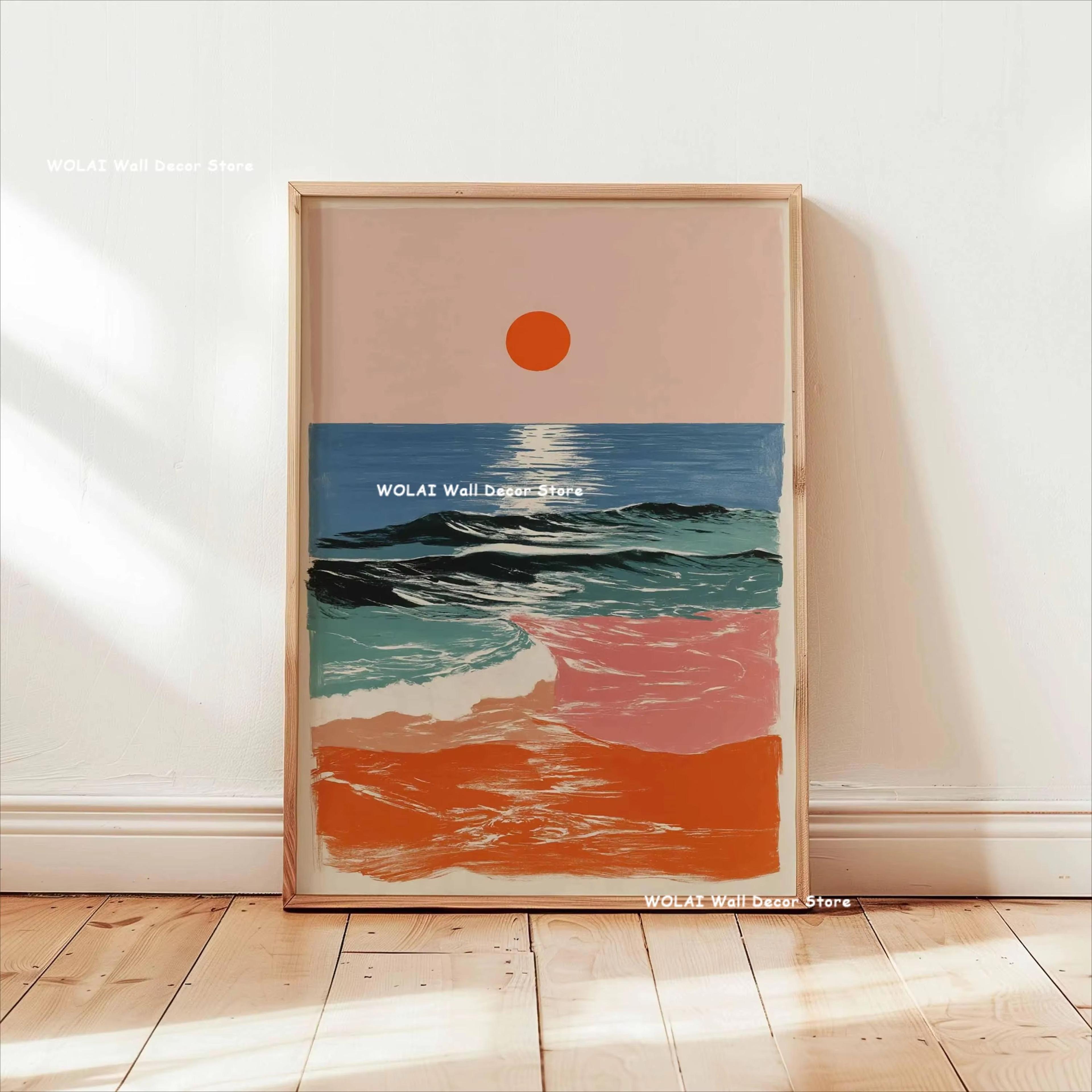 Japanese Zen Forest  Koi Canvas Wall Art  Retro Sun Wave Abstract Poster For Peaceful Home Decor 20