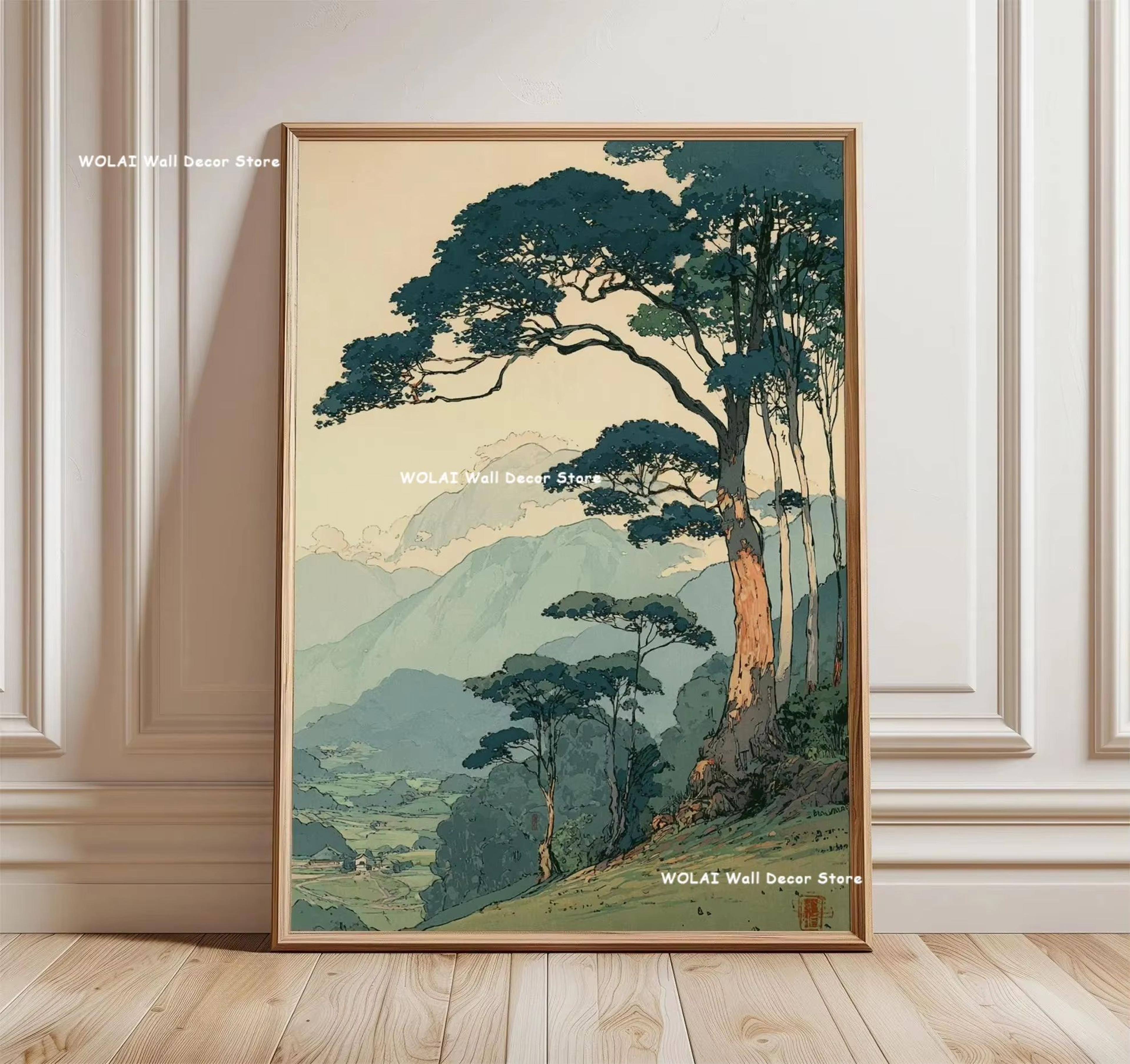 Japanese Zen Forest  Koi Canvas Wall Art  Retro Sun Wave Abstract Poster For Peaceful Home Decor 26