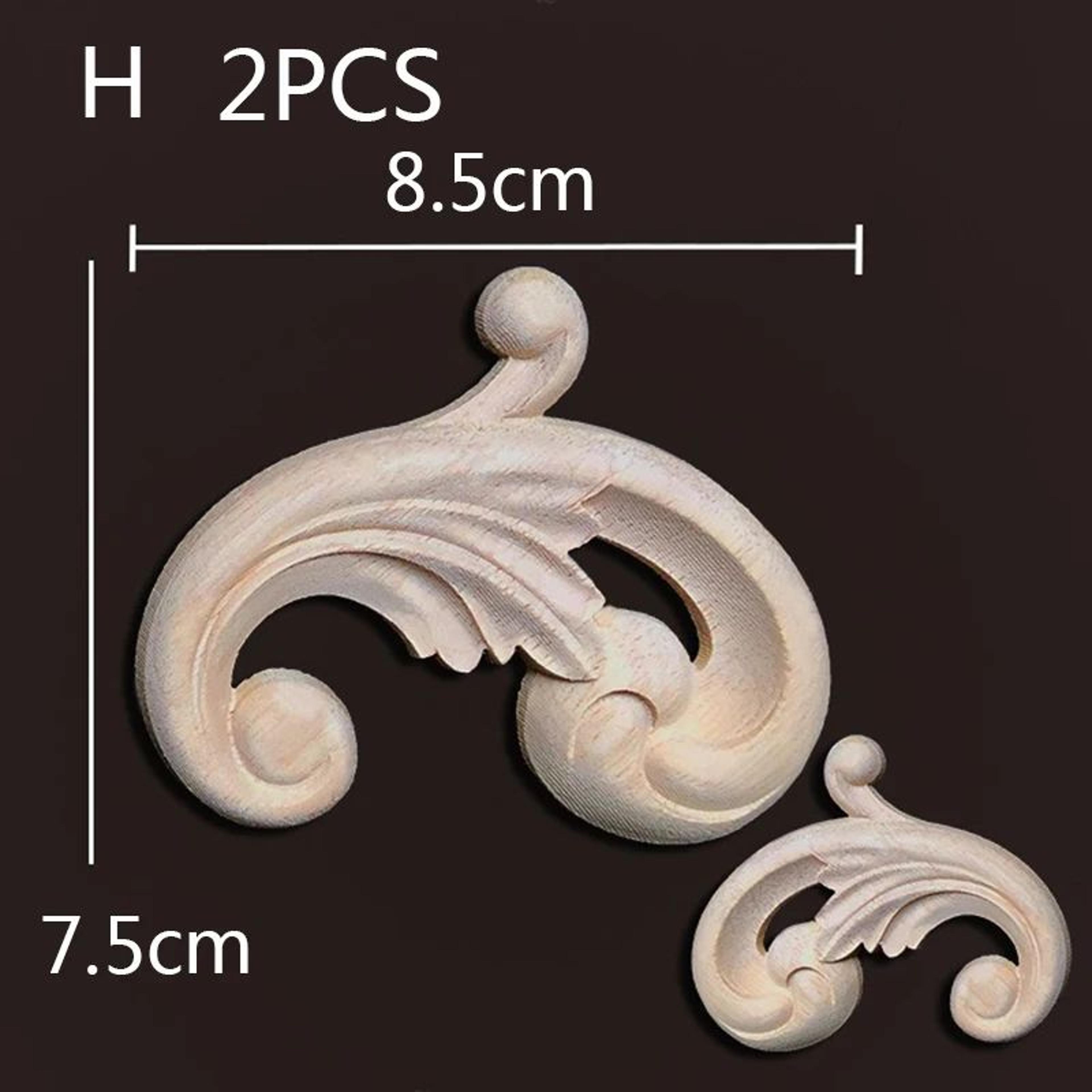 Vintage Wood Carved Corner Appliques Set  Decorative Furniture Onlay Floral Trim 16