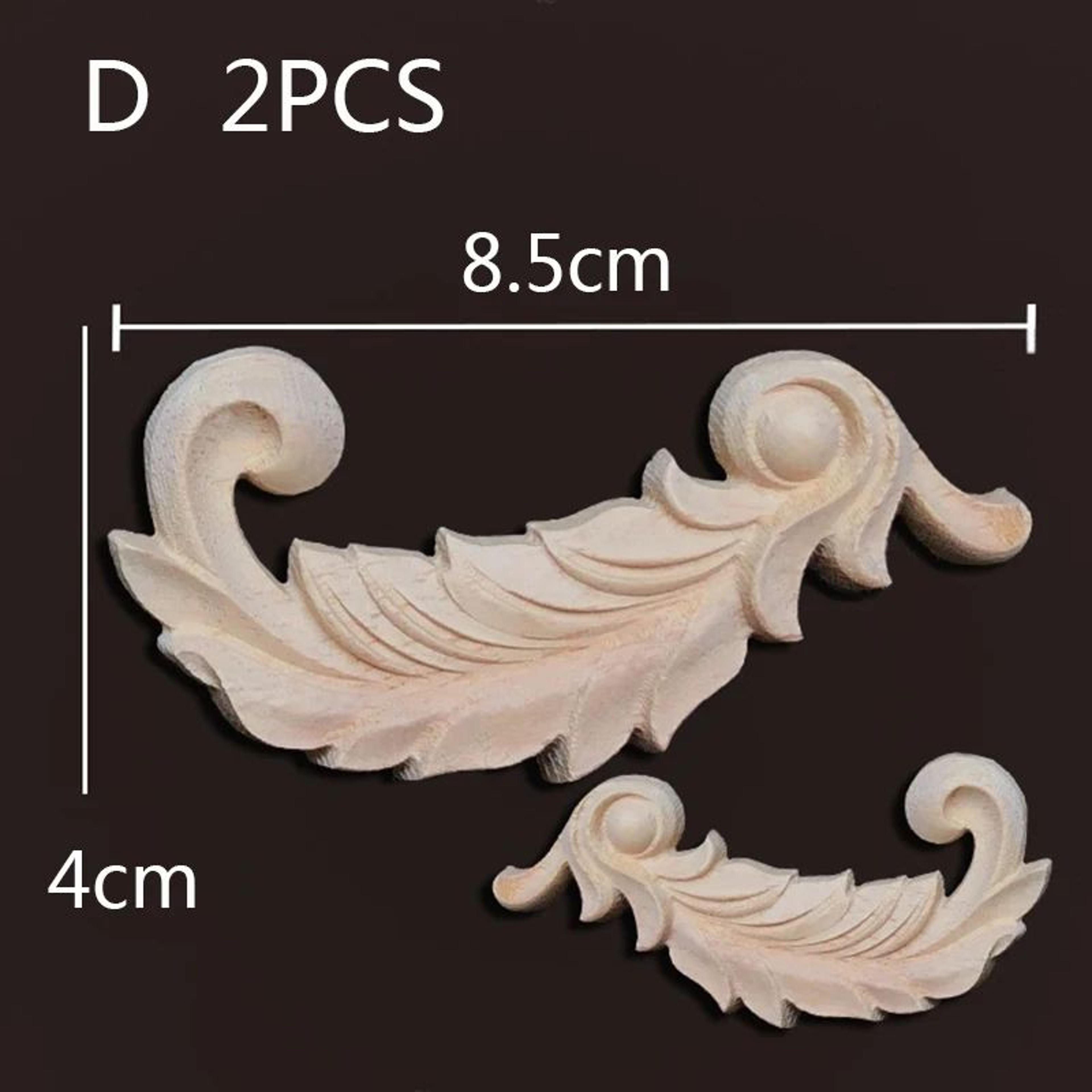 Vintage Wood Carved Corner Appliques Set  Decorative Furniture Onlay Floral Trim 10