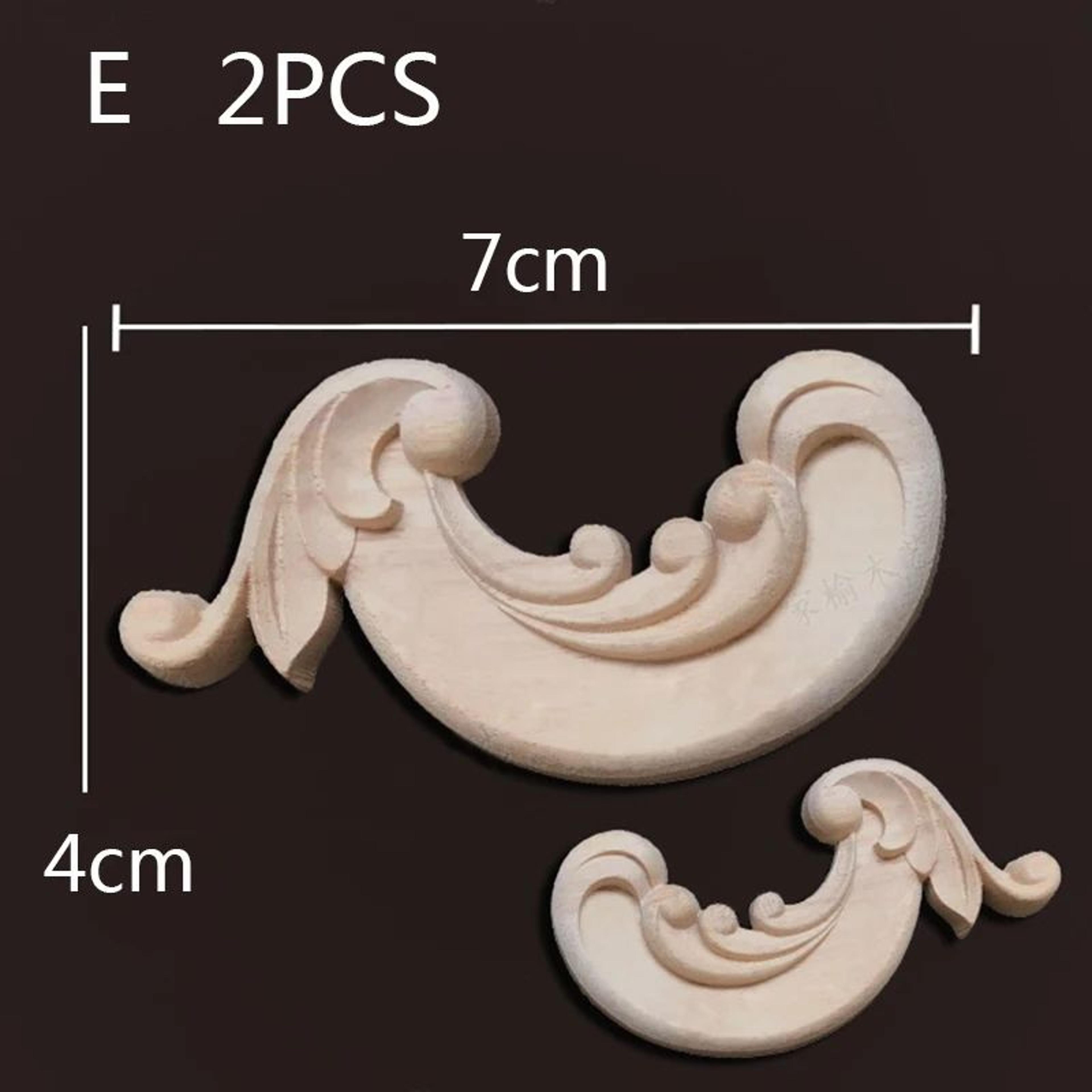 Vintage Wood Carved Corner Appliques Set  Decorative Furniture Onlay Floral Trim 11