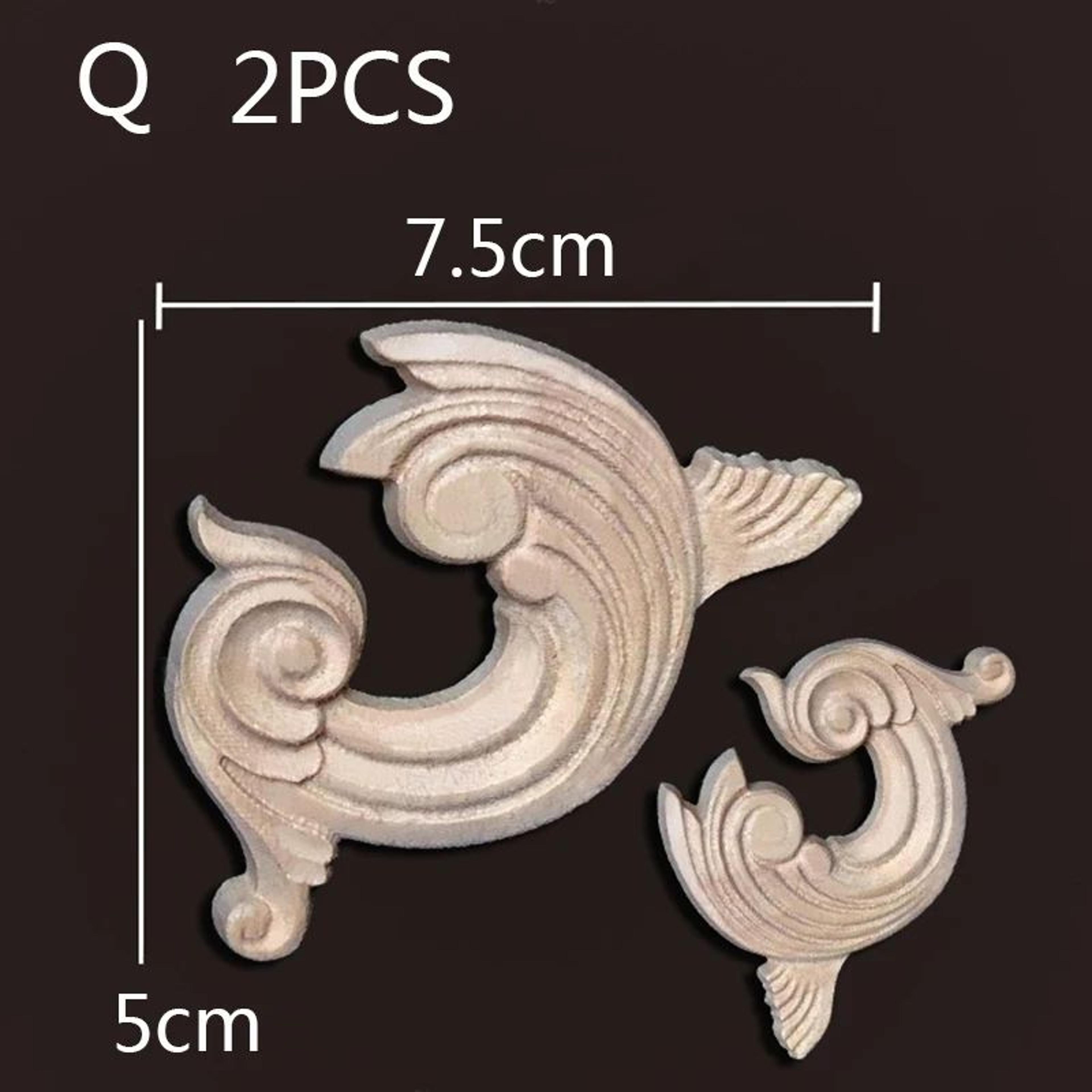 Vintage Wood Carved Corner Appliques Set  Decorative Furniture Onlay Floral Trim 26