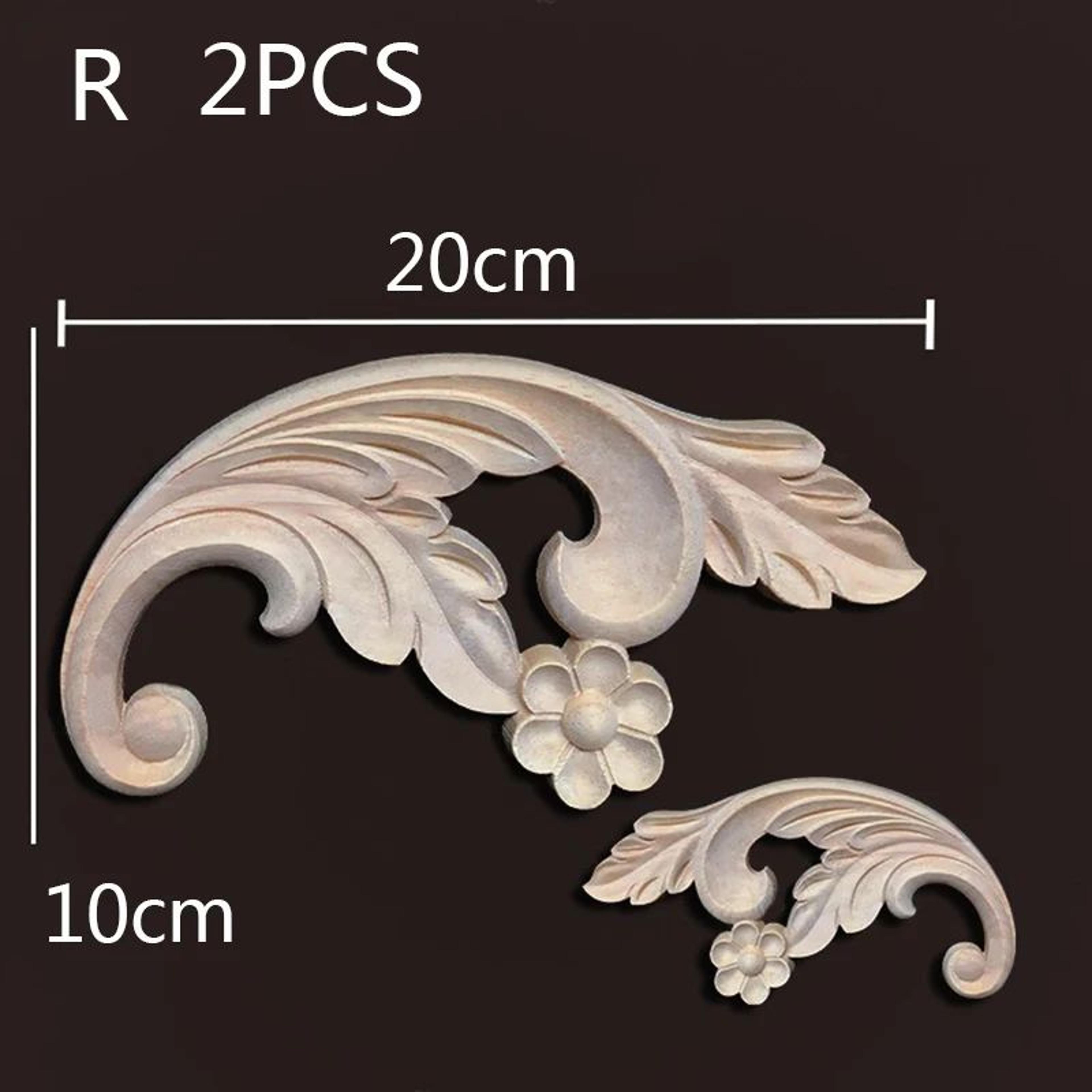 Vintage Wood Carved Corner Appliques Set  Decorative Furniture Onlay Floral Trim 27
