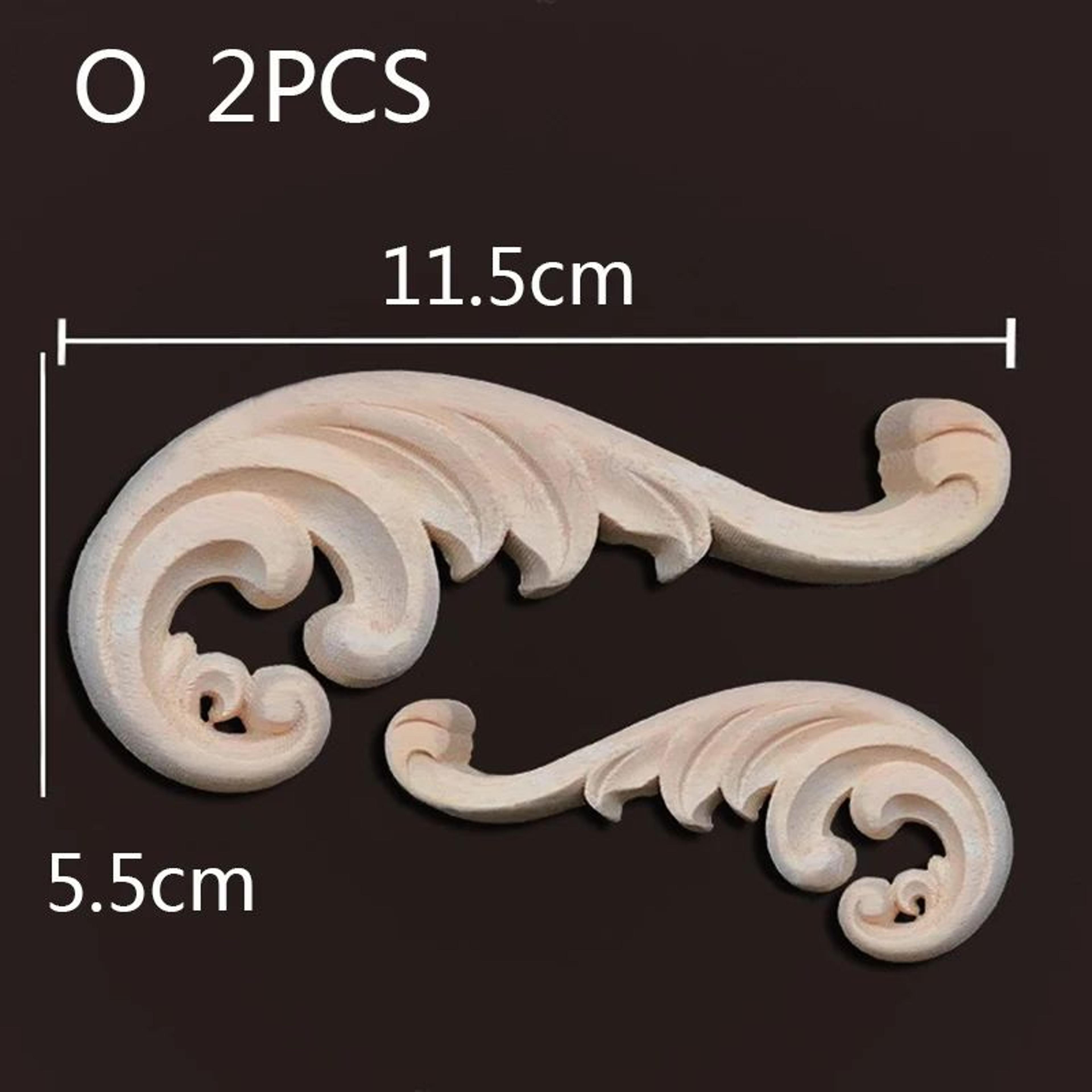 Vintage Wood Carved Corner Appliques Set  Decorative Furniture Onlay Floral Trim 24