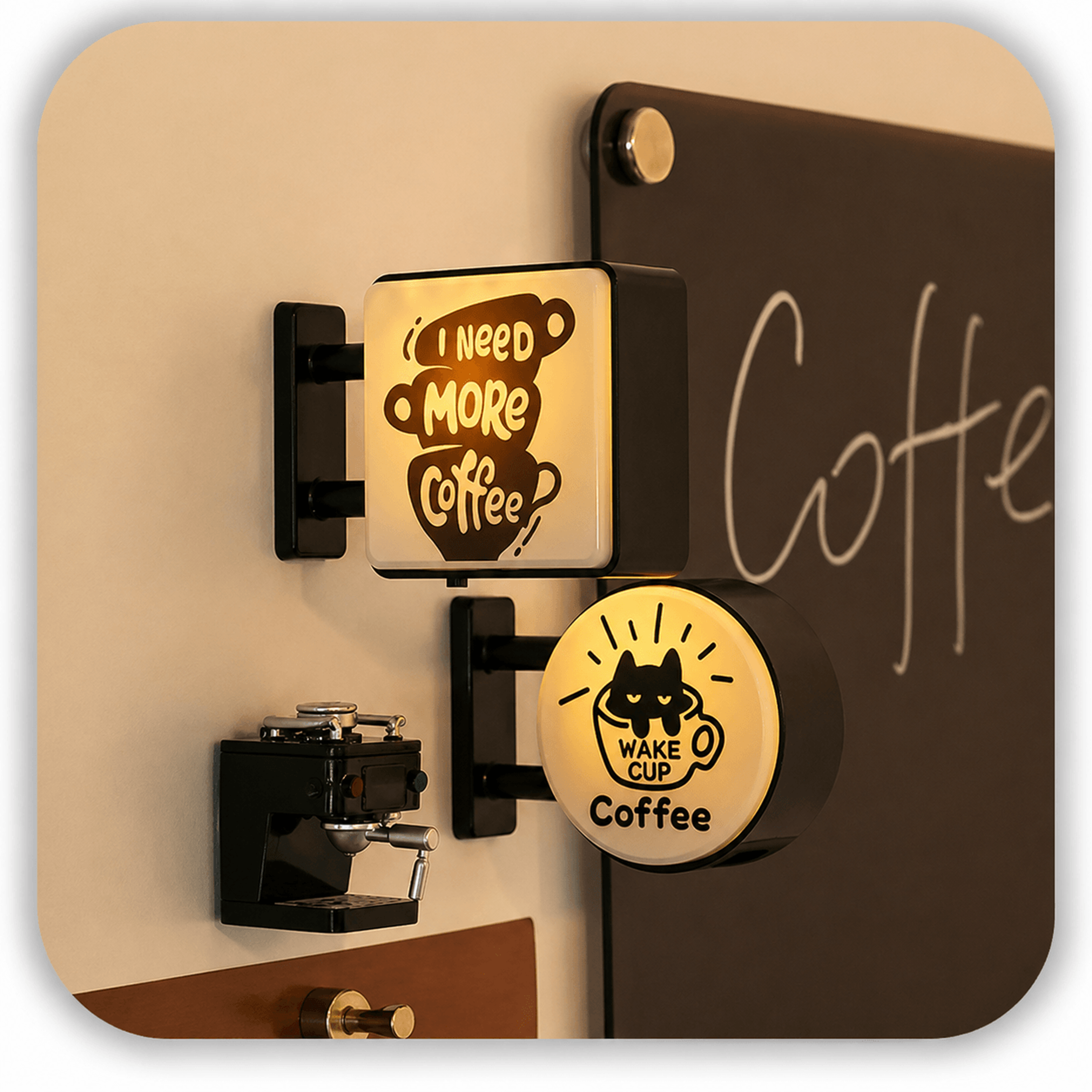 LED Coffee Corner Light Sign Magnet  Mini Pegboard Fridge Decor For Cozy Cafe Vibes 0