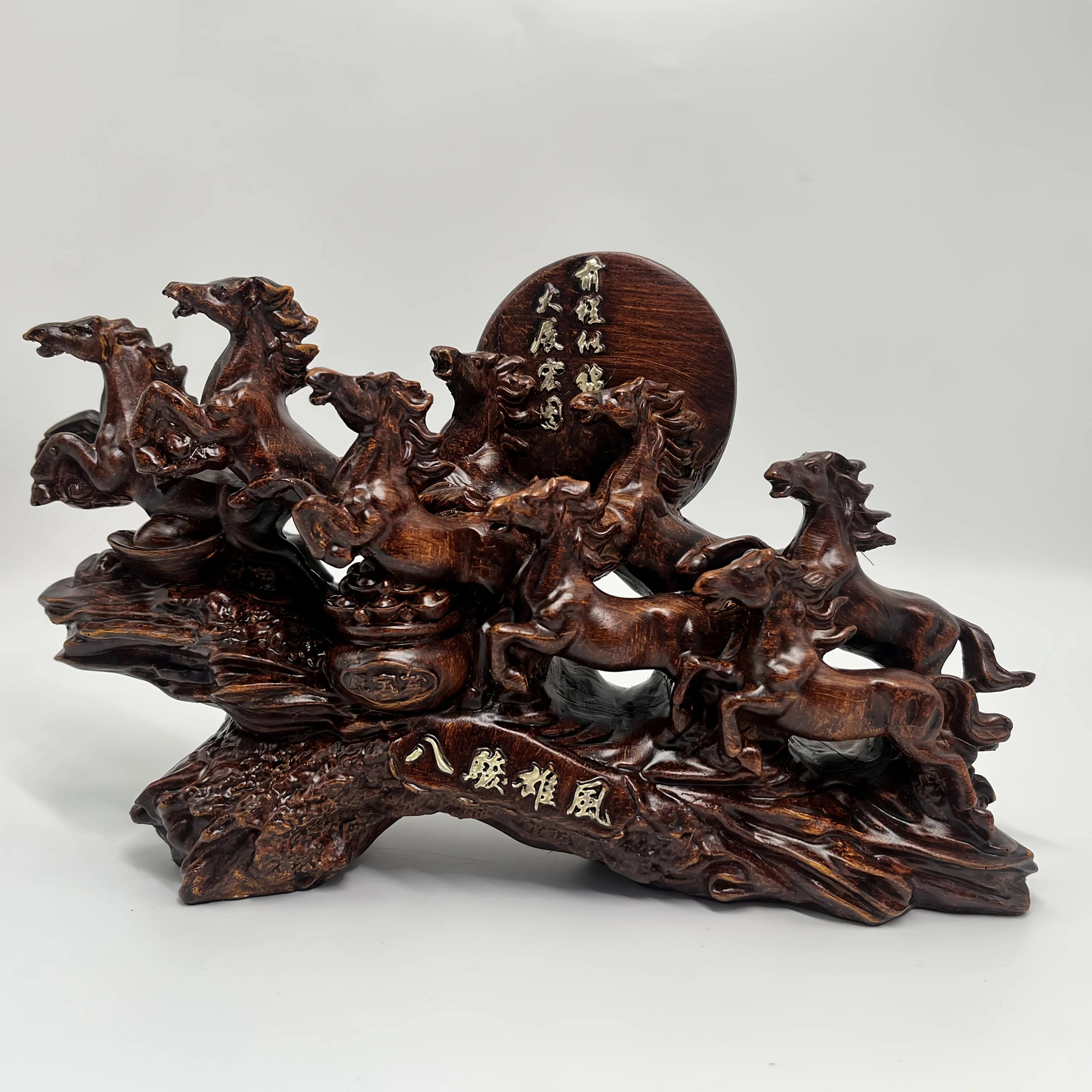 Eight Horses Feng Shui Resin Sculpture  Lucky Wealth Desk  Home Decor Figurine 6