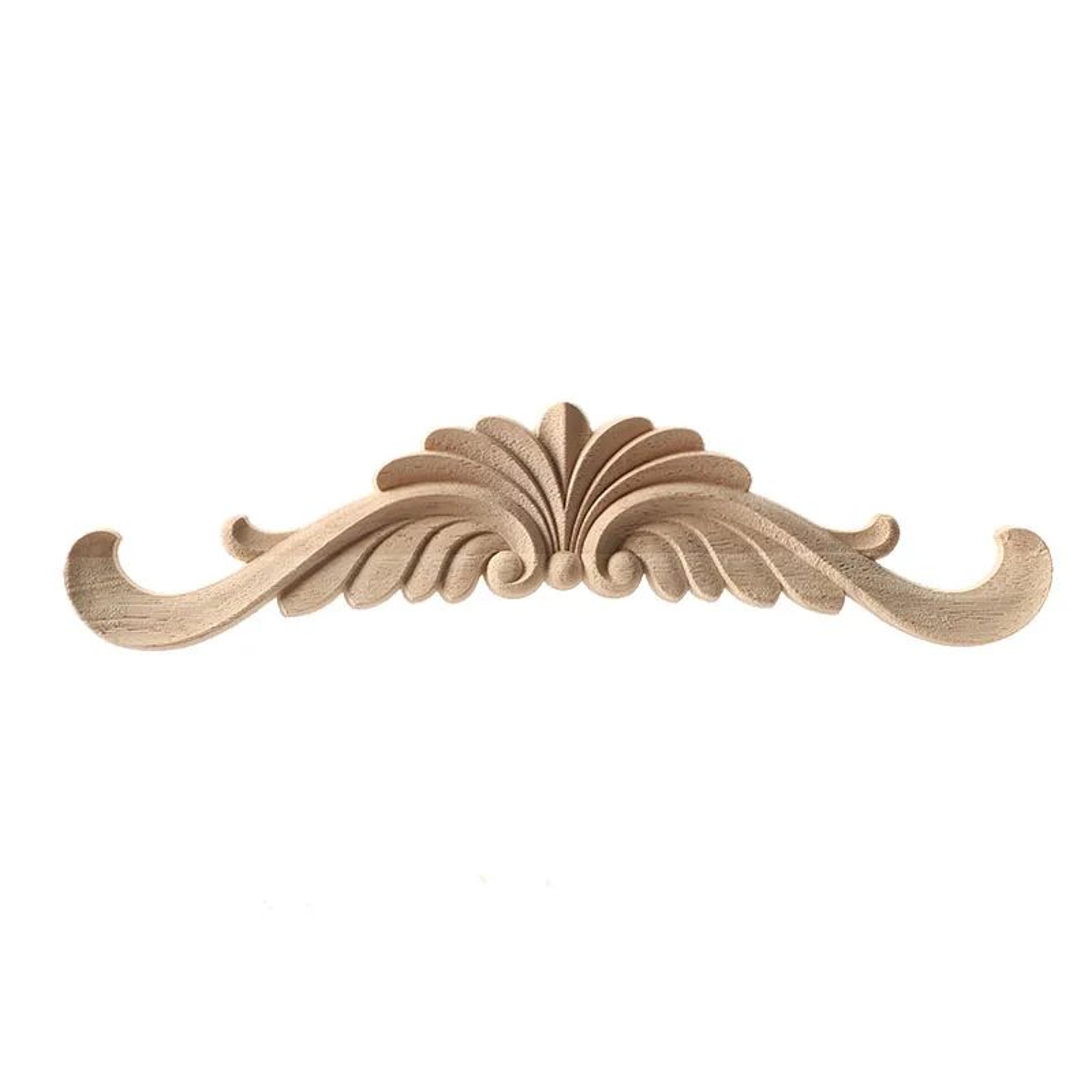 Unpainted Wood Carving Corner Applique  Retro Furniture Trim Frame Decor 1