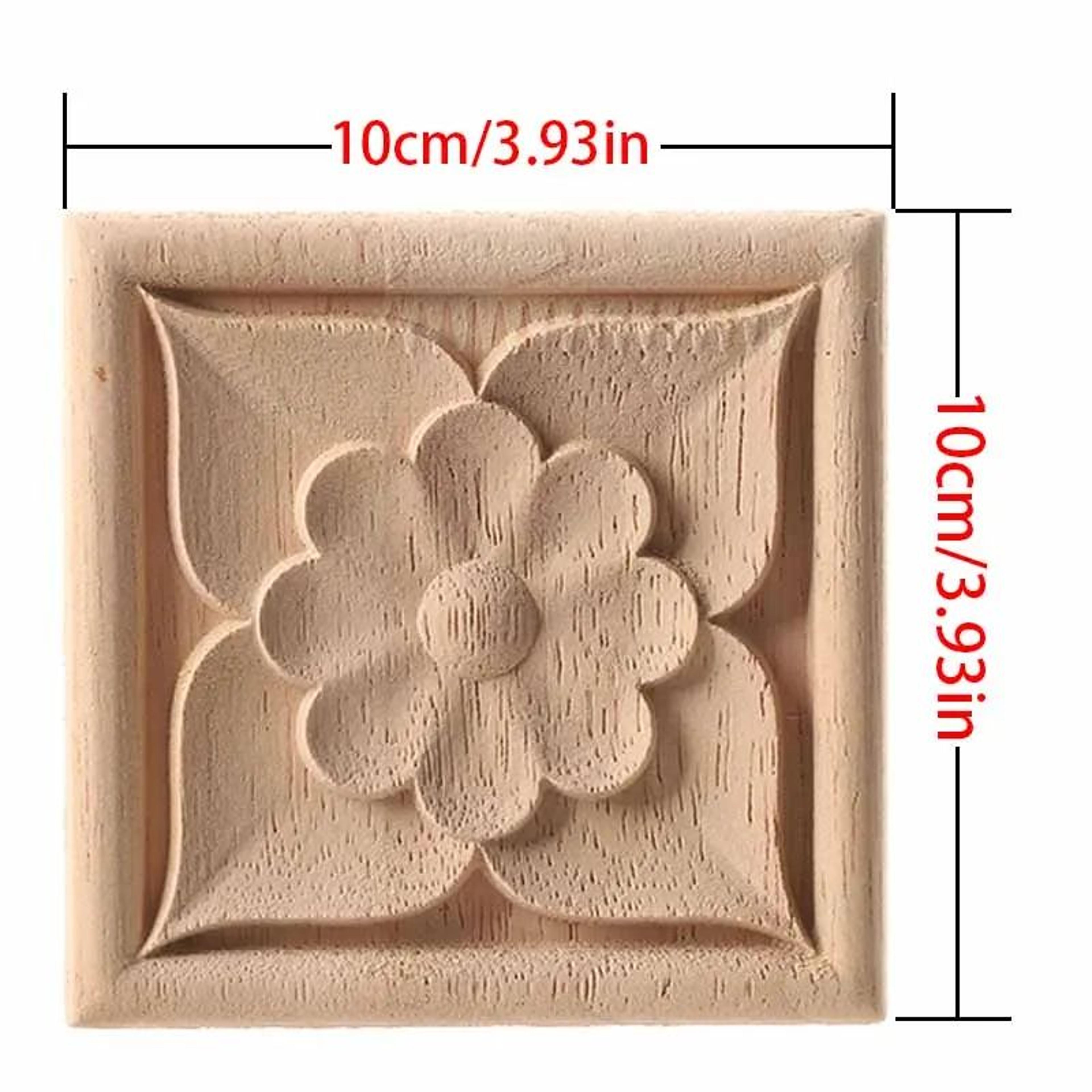European Carved Wood Corner Applique  Unpainted Floral Furniture Decal For Vintage Home Decor 9