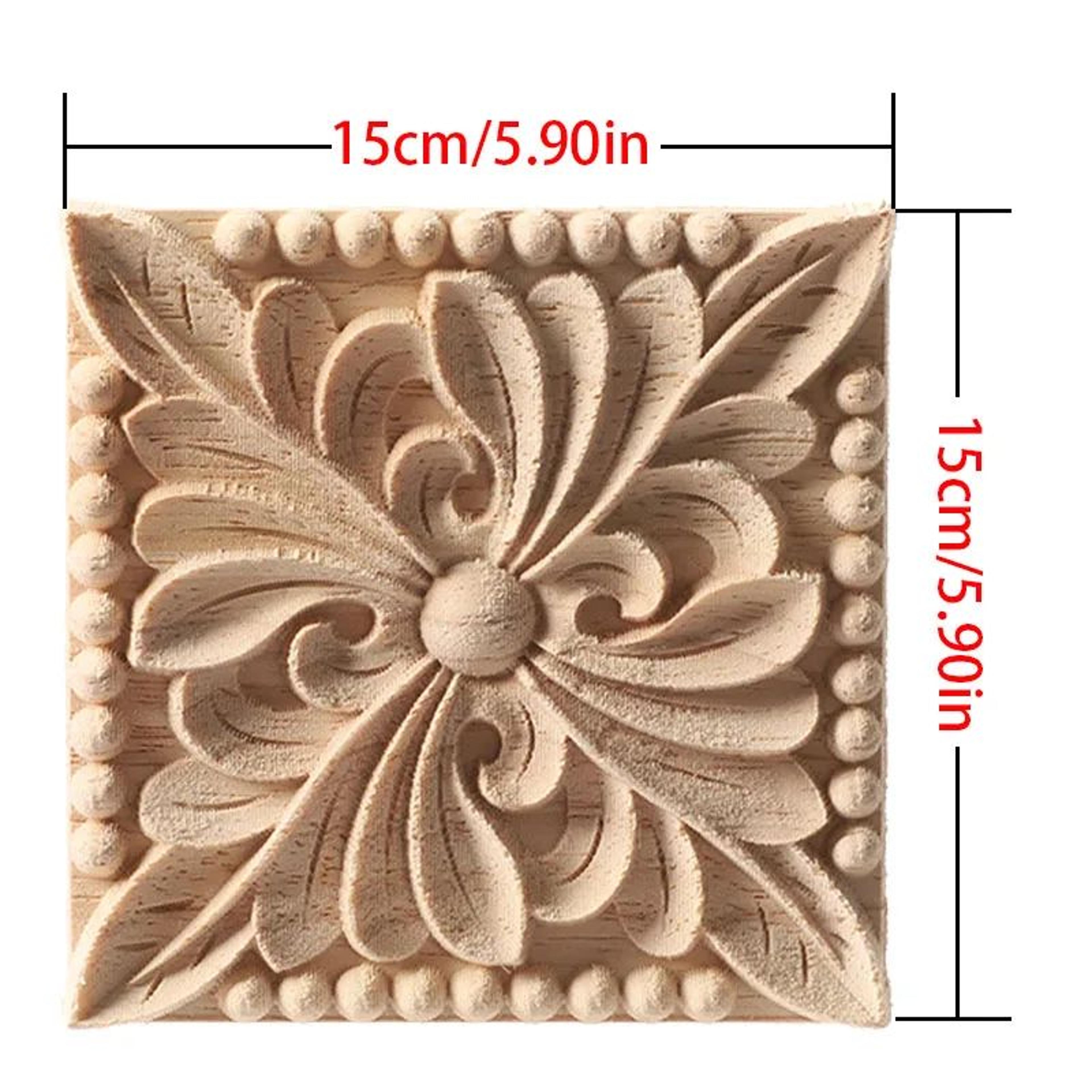 European Carved Wood Corner Applique  Unpainted Floral Furniture Decal For Vintage Home Decor 17