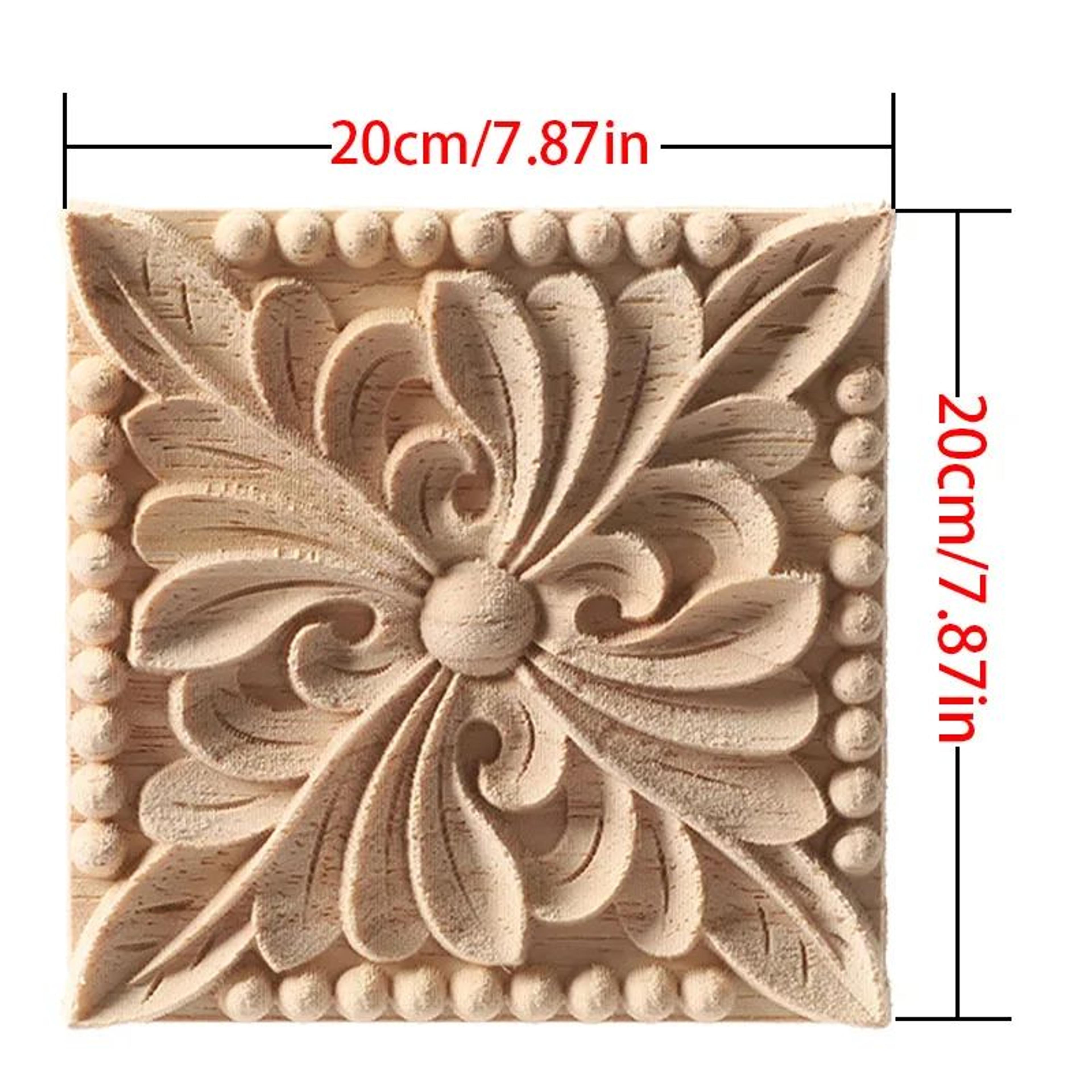 European Carved Wood Corner Applique  Unpainted Floral Furniture Decal For Vintage Home Decor 18
