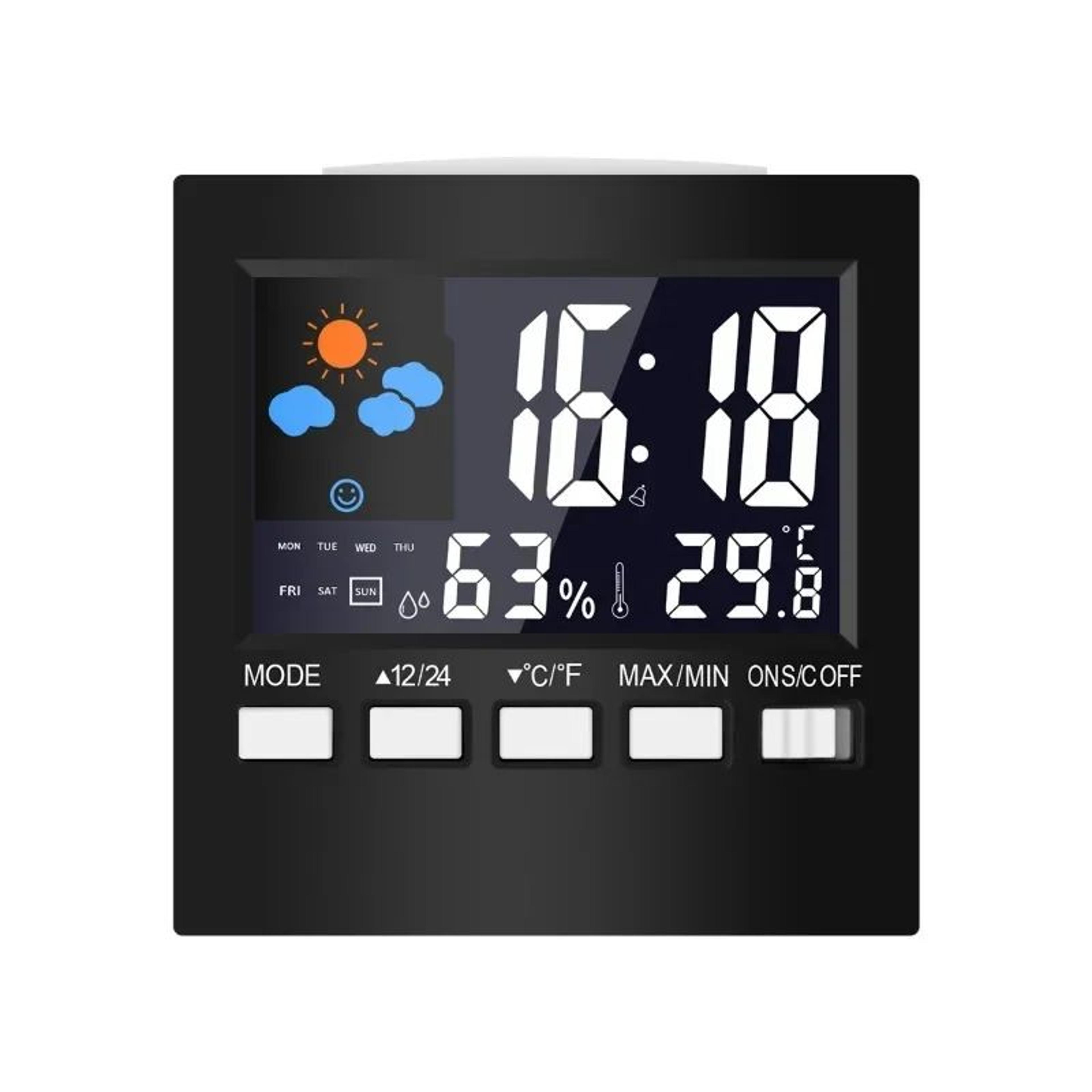 Smart Weather Forecast Station Clock  LCD Temperature Humidity Monitor With Alarm  Voice Control 6