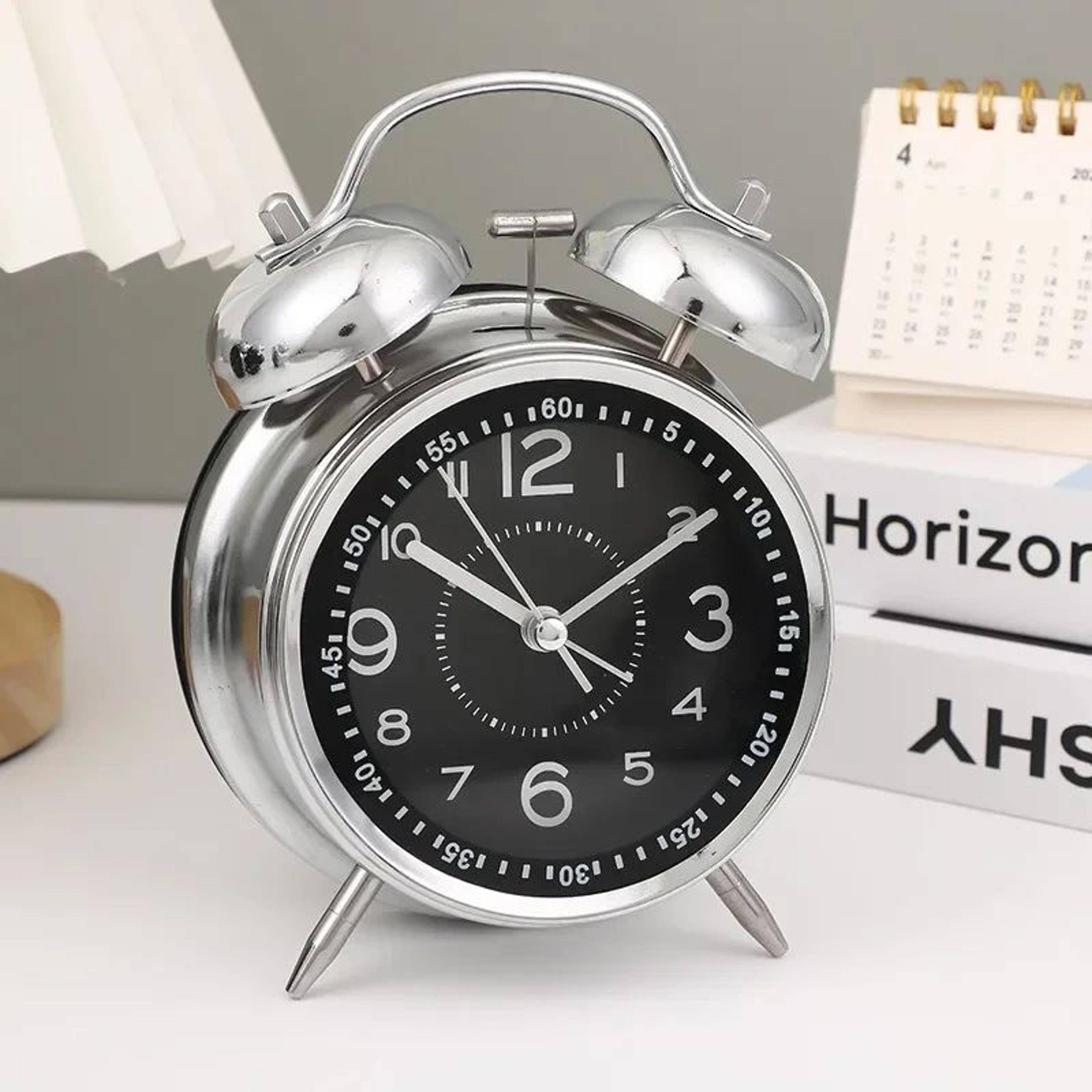 Classic Twin Bell Alarm Clock With Night Light  Loud Metal Desk Clock For Bedroom  Bedside 6