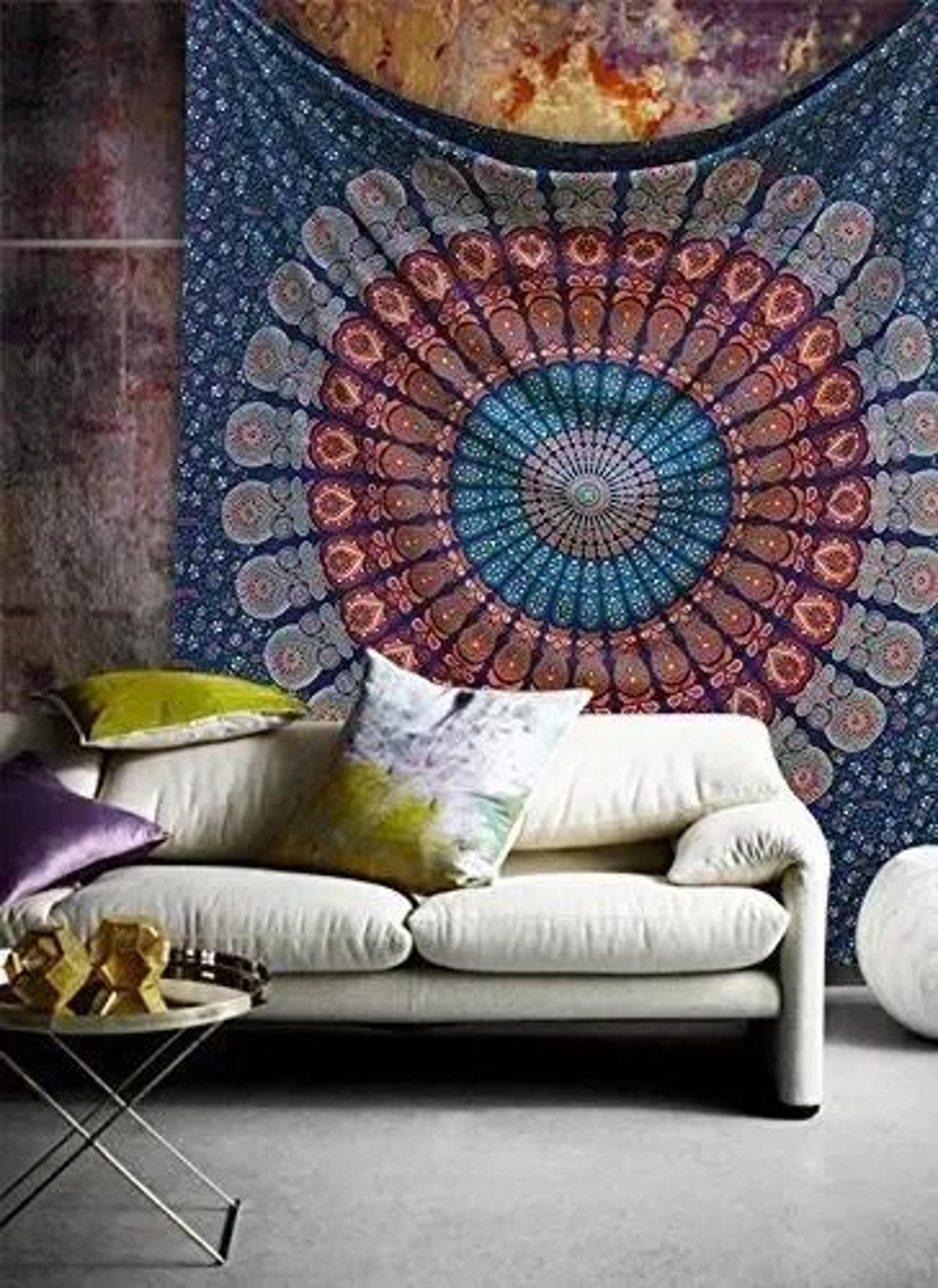Bohemian Mandala Wall Tapestry  Hippie Psychedelic Fabric Decor For Bedroom  Living Space 4