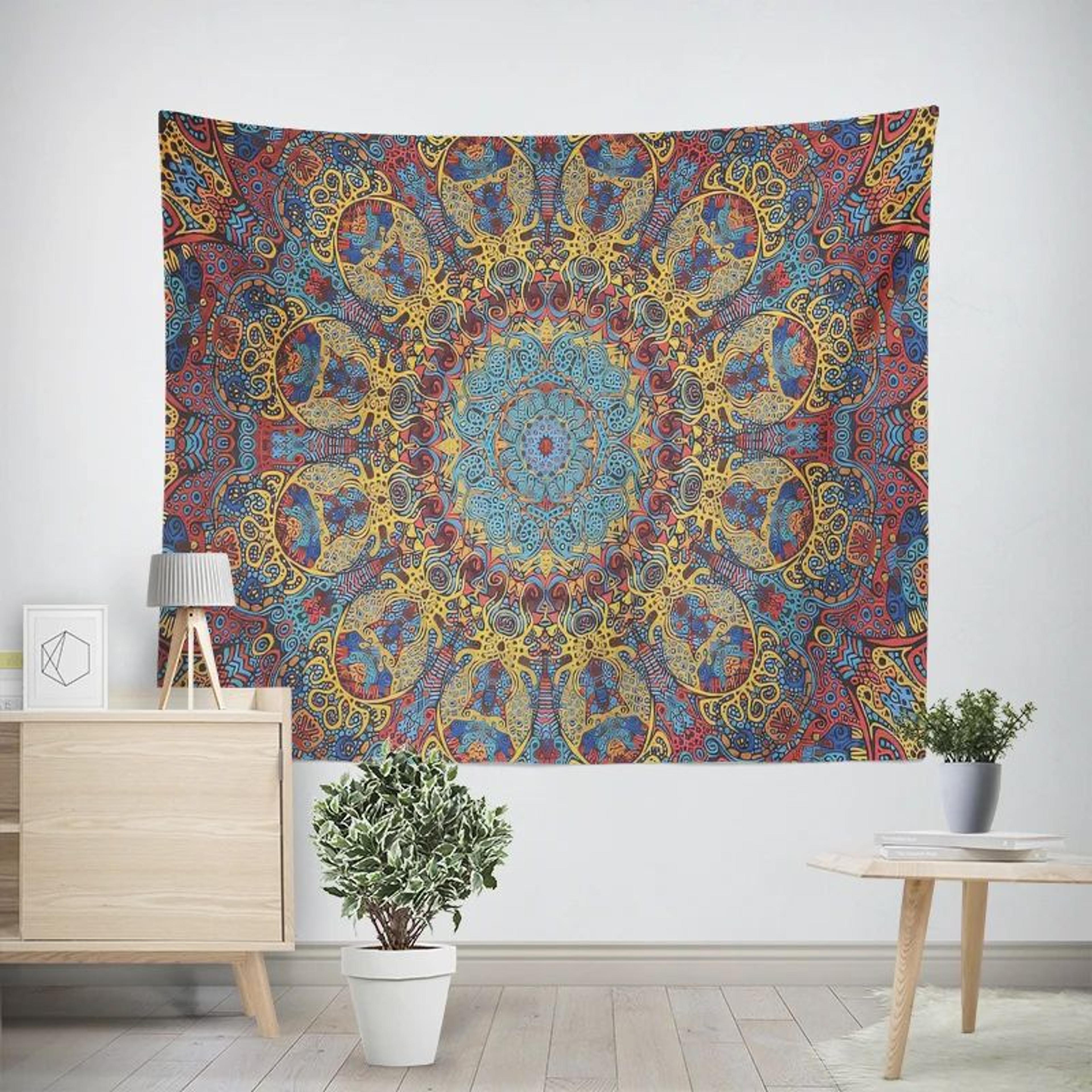 Bohemian Mandala Wall Tapestry  Hippie Psychedelic Fabric Decor For Bedroom  Living Space 16
