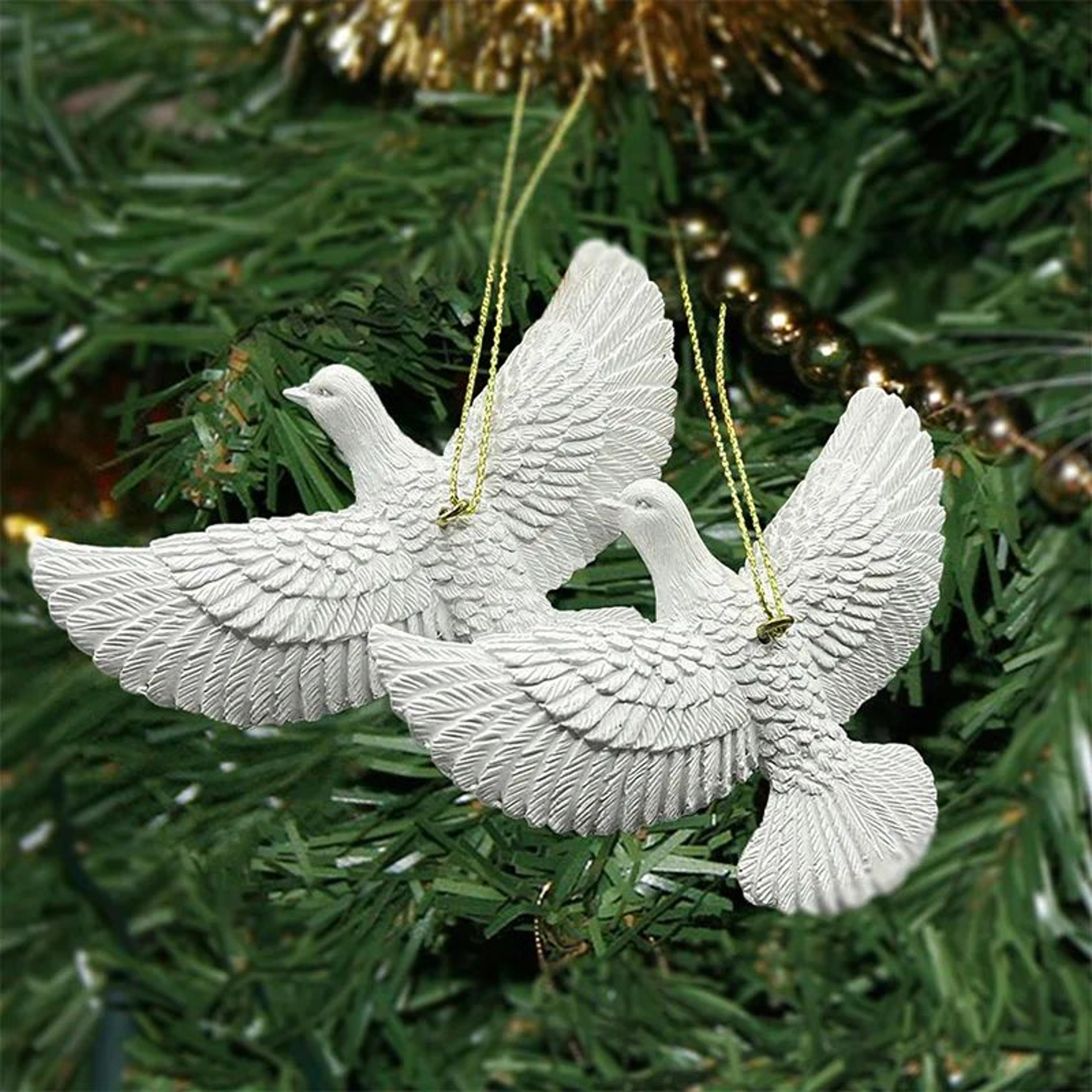 christmas dove ornament figurine – creative pigeon statue for holiday home decor & gifts