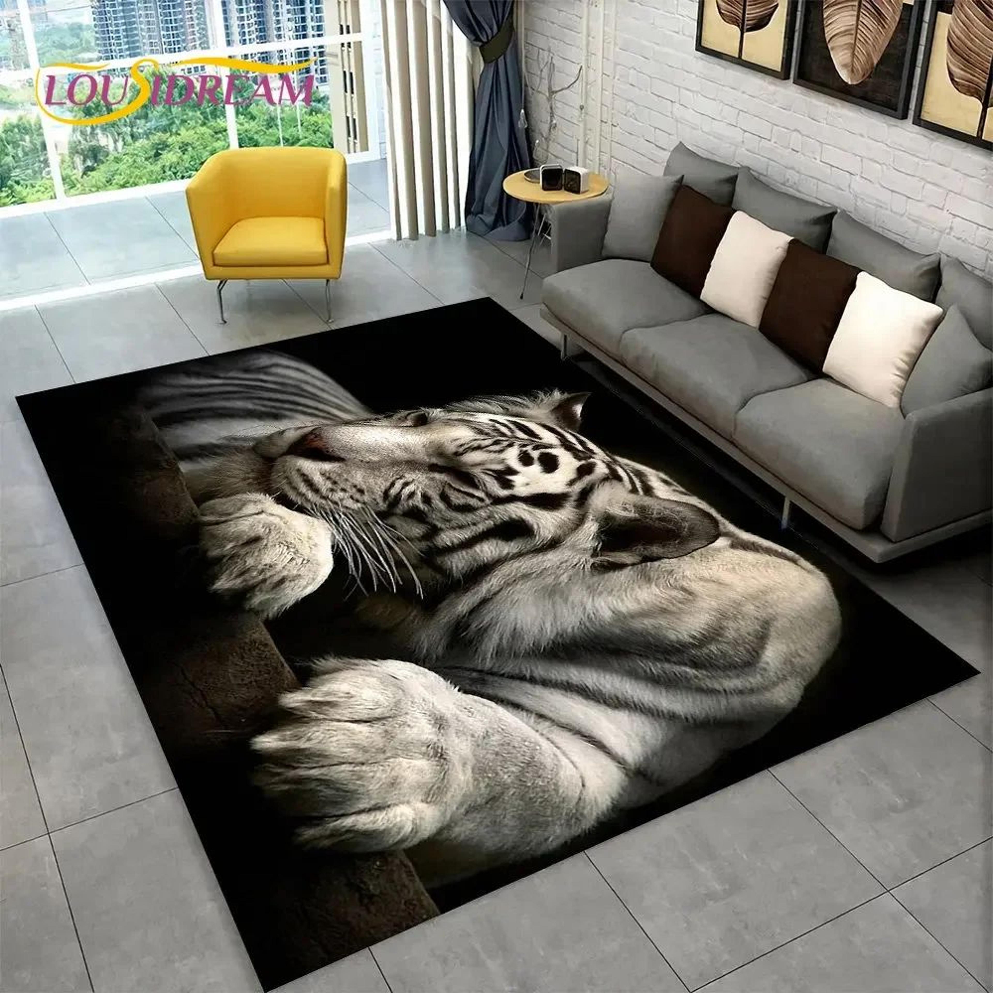 3D Animal Print Area Rug  NonSlip Flannel Carpet For Living Room Bedroom  Home Decor 6