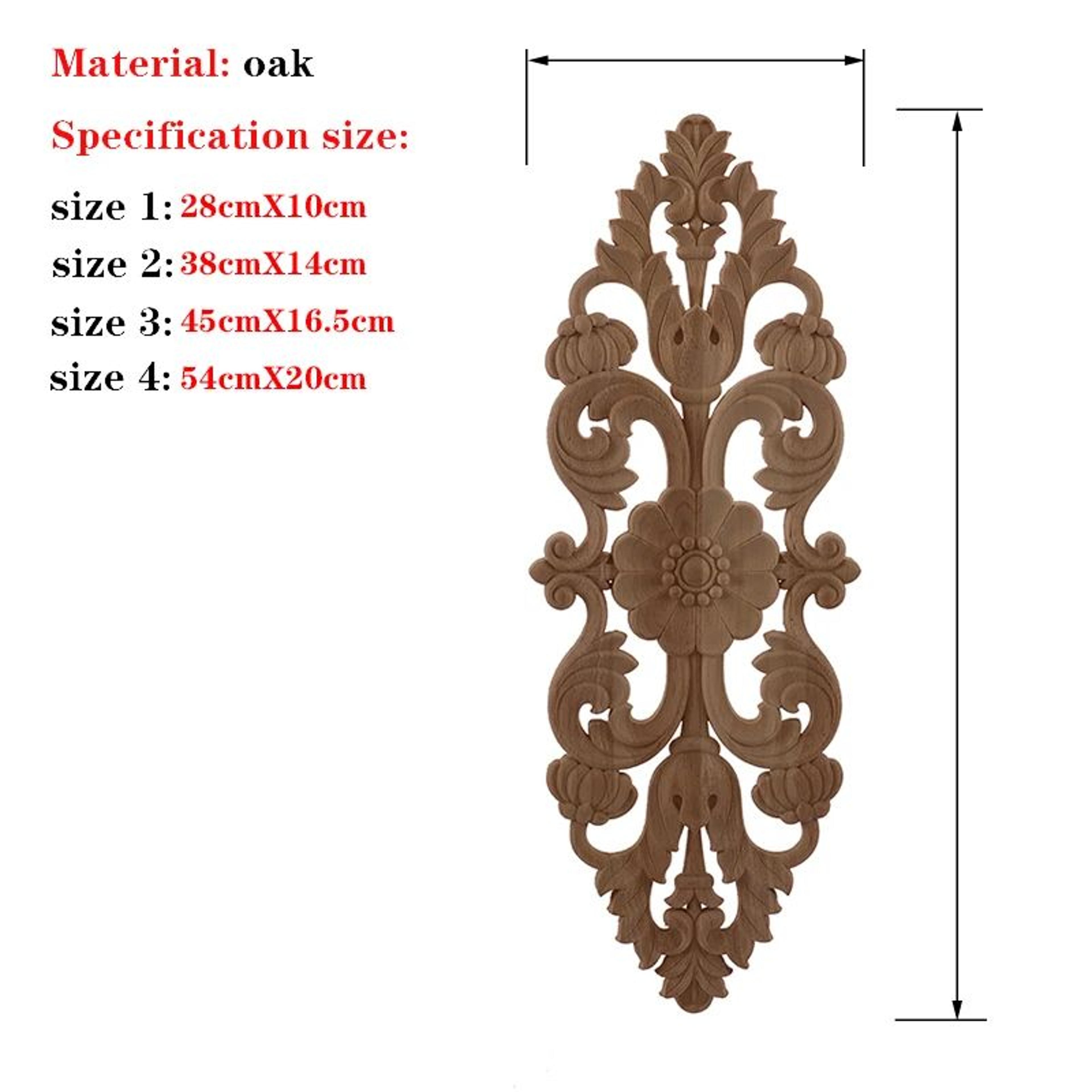 HandCarved European Oak Applique  Vintage Floral Wood Onlay Decor For Furniture  Doors 1
