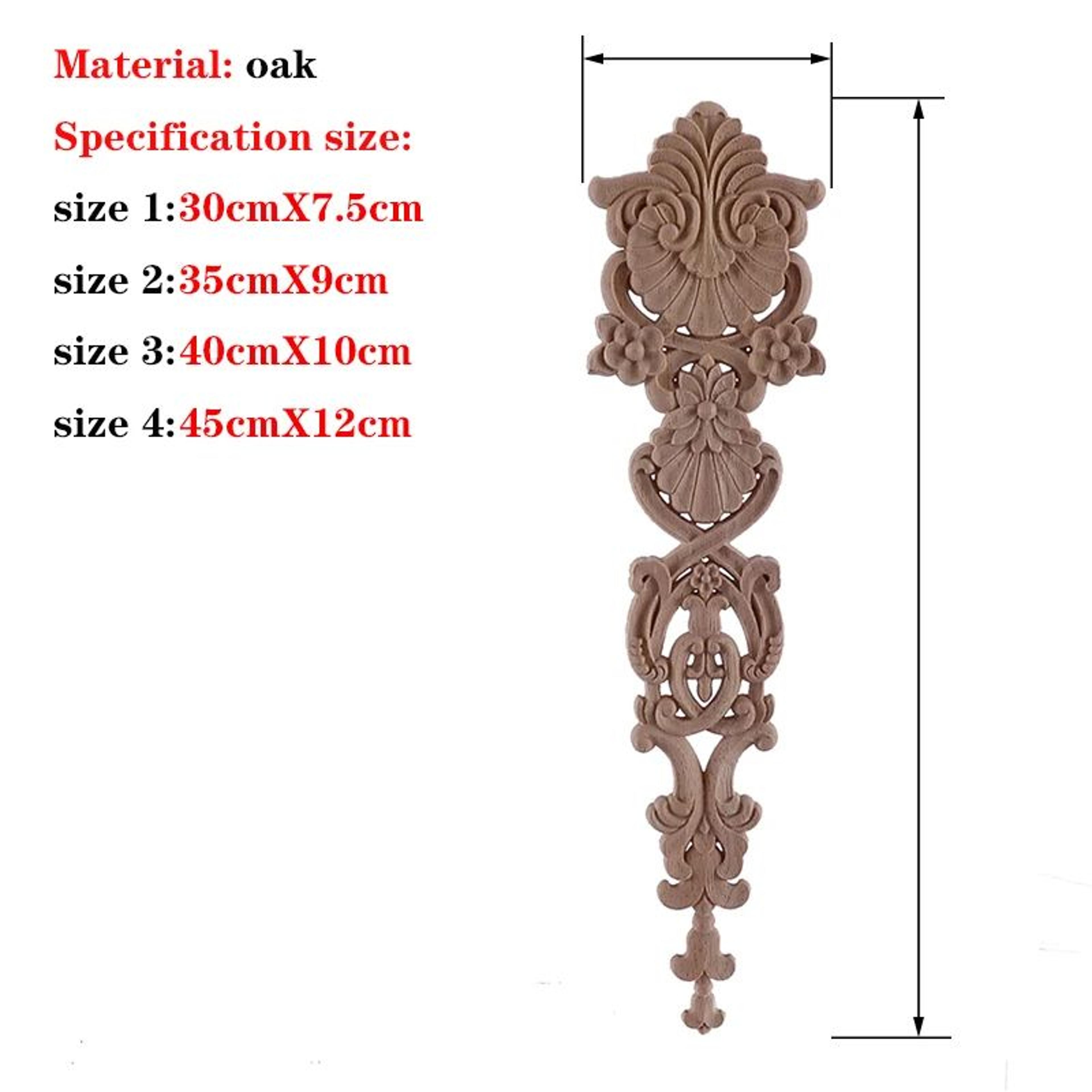 HandCarved European Oak Applique  Vintage Floral Wood Onlay Decor For Furniture  Doors 4