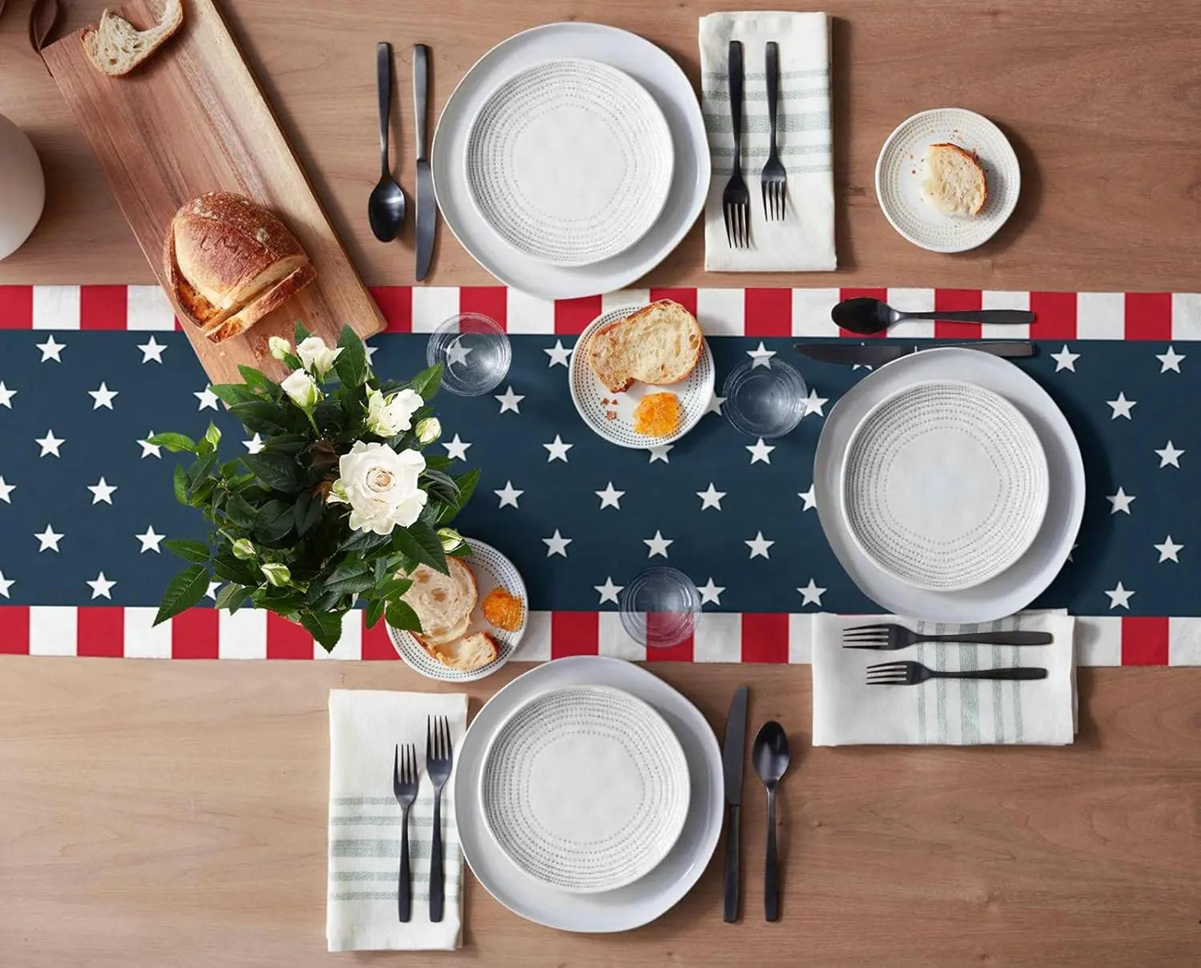 4th Of July Linen Table Runner  Independence Day Farmhouse Holiday Dining Decor 2