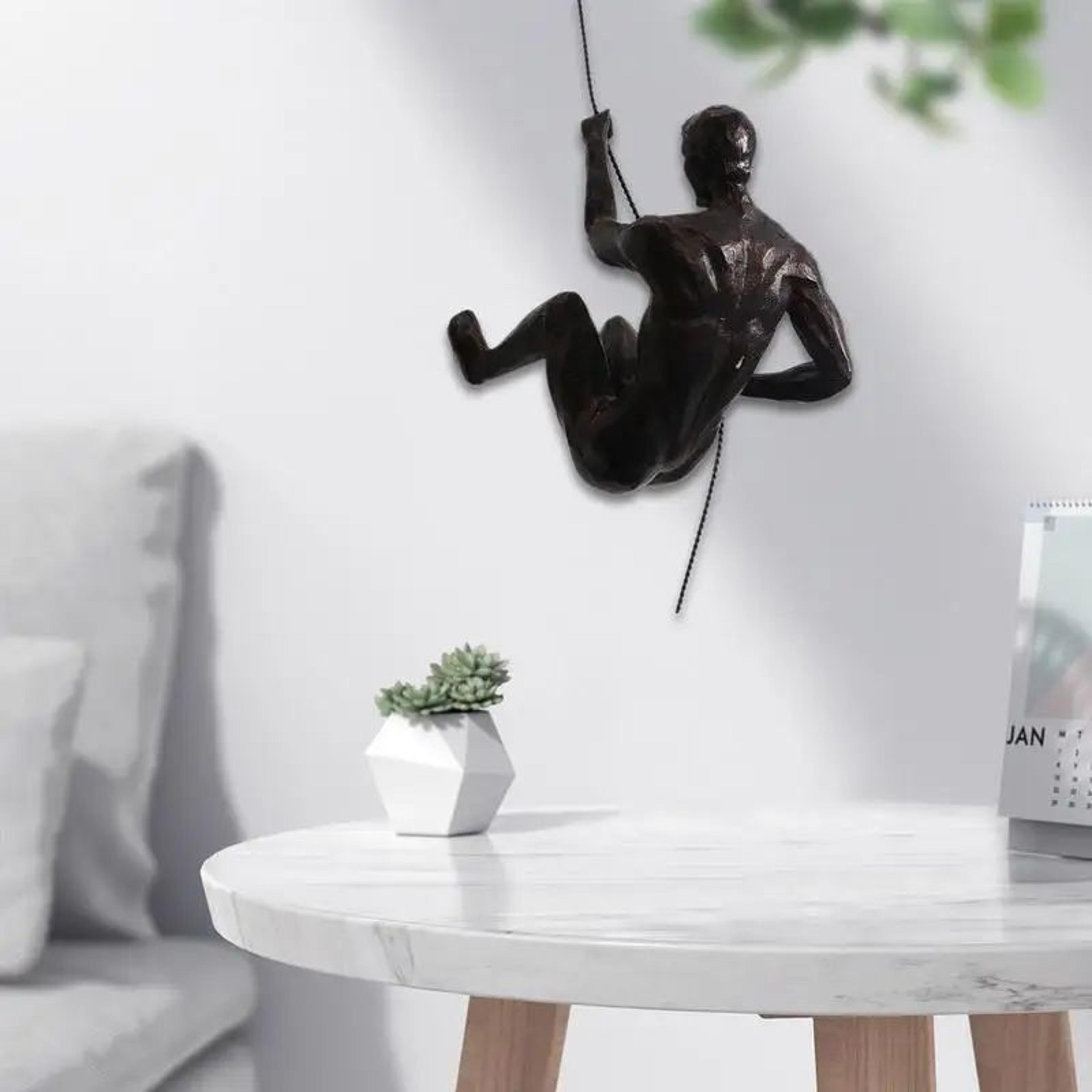 Rock Climbing Man Resin Wall Sculpture  3D Adventure Wall Art Decor 3