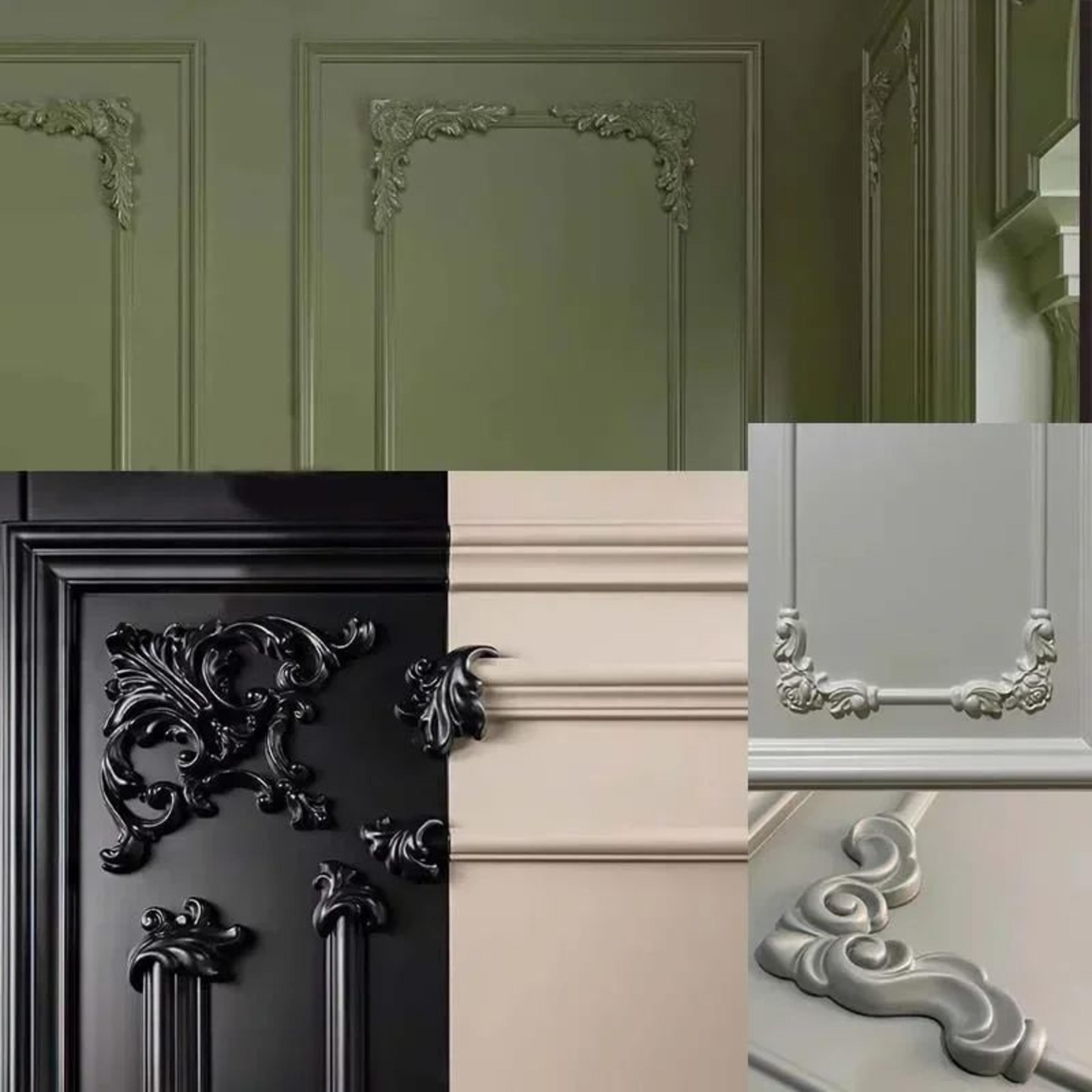 Natural Wood Carved Applique Onlays  Antique Furniture Moulding Decor 4