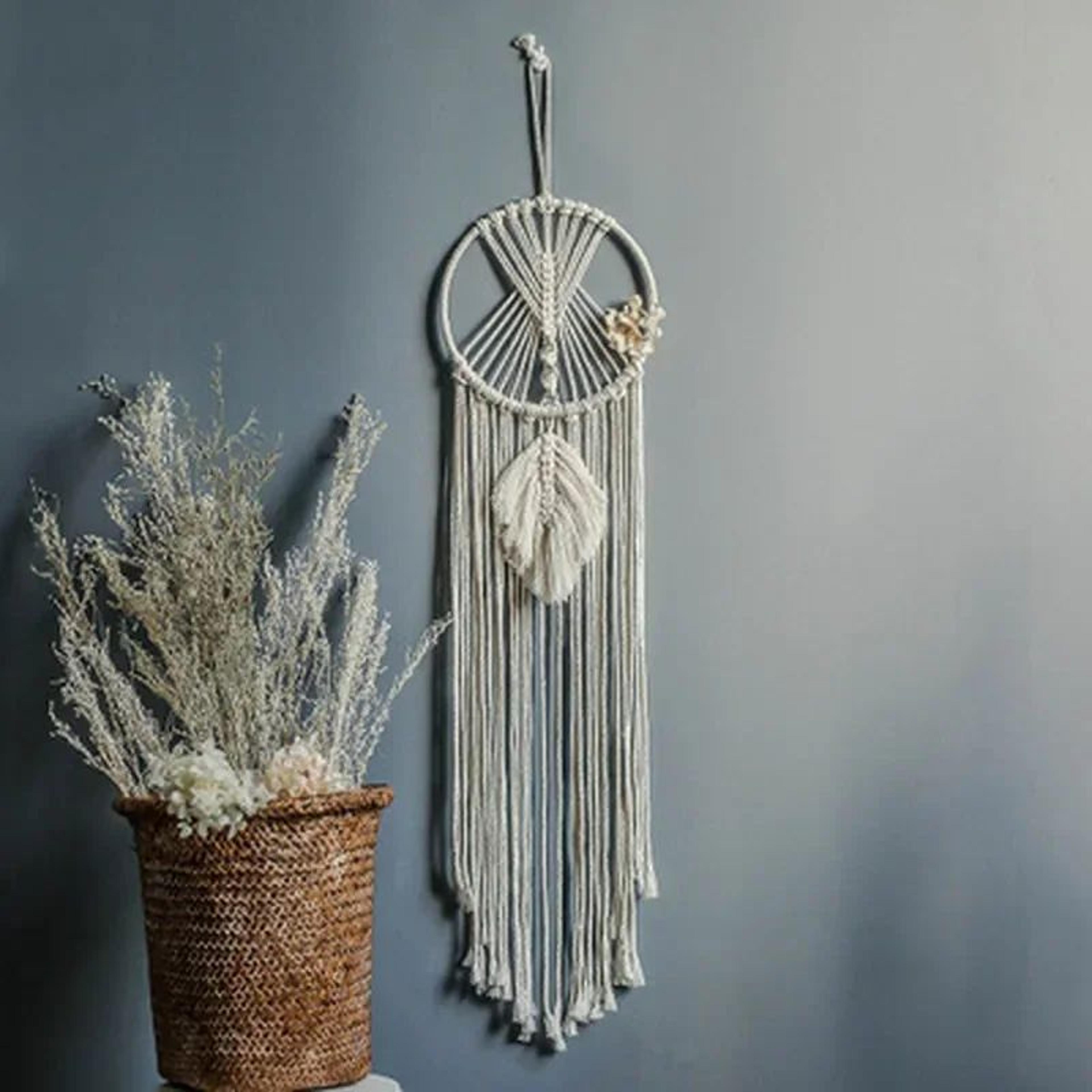 macrame dream catcher wall tapestry – boho nordic eid & ramadan decor