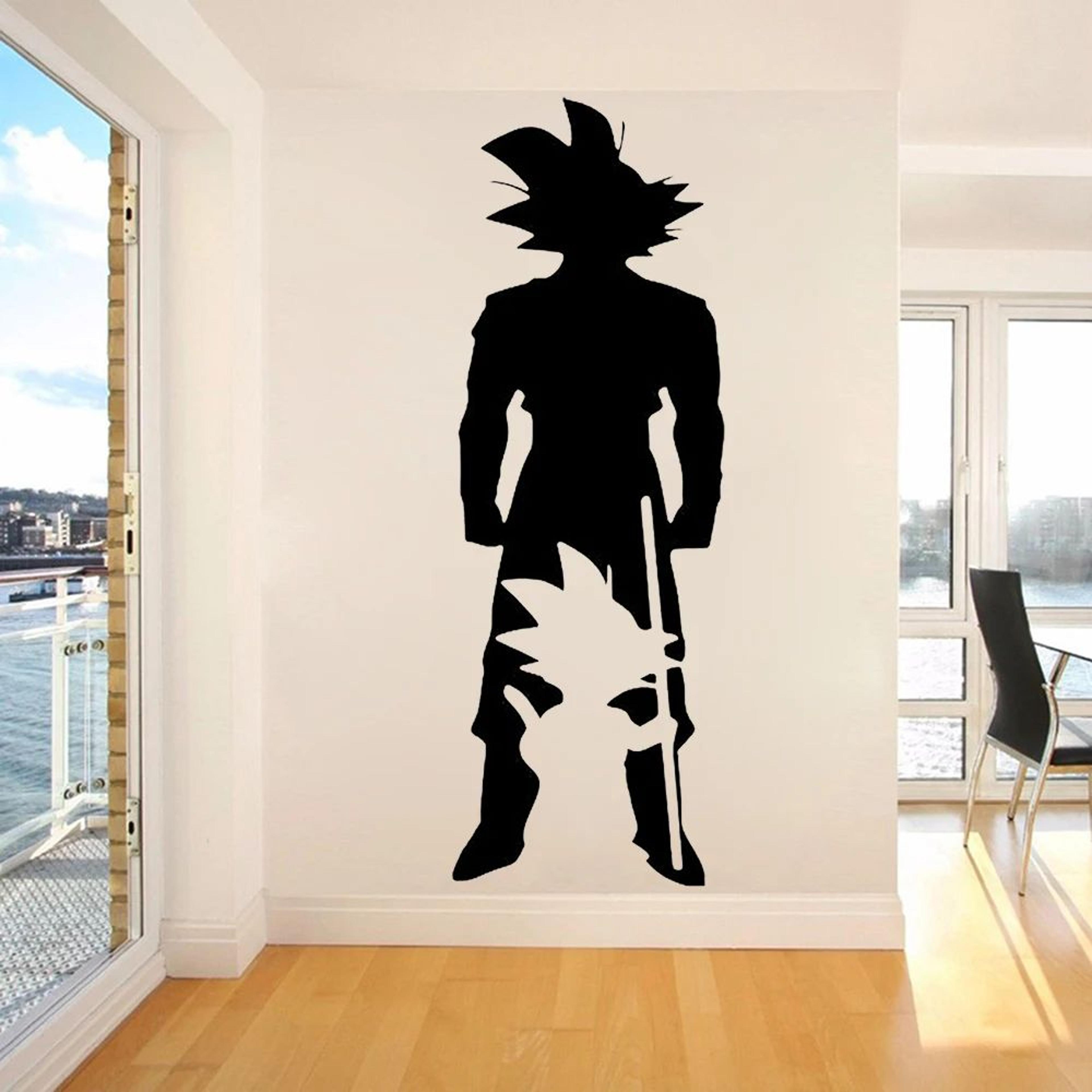 anime wall sticker silhouette – manga vinyl wall decal for boys bedroom decor