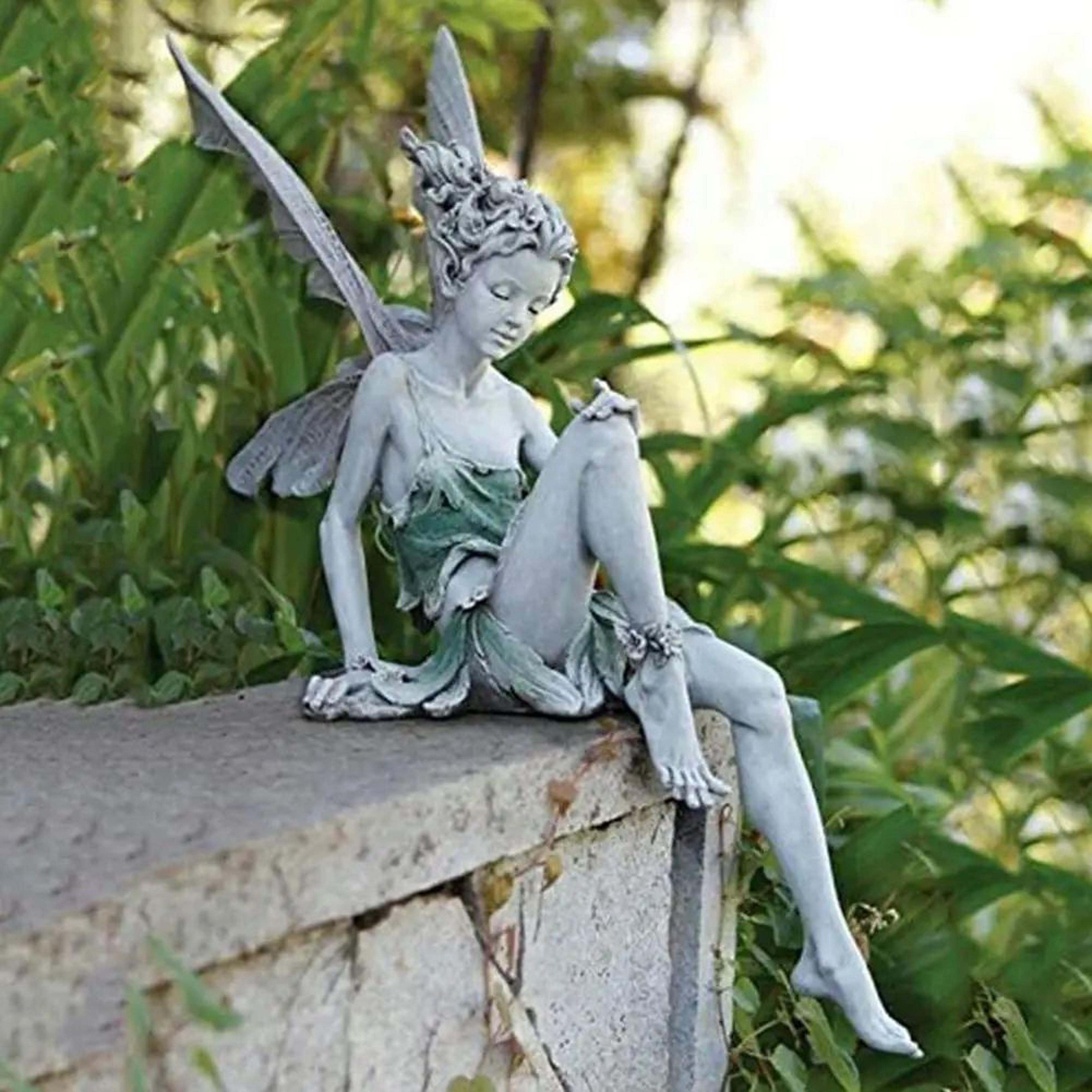 Flute Playing Fairy Garden Statue  Angel Resin Outdoor Lawn Sculpture Decor 4