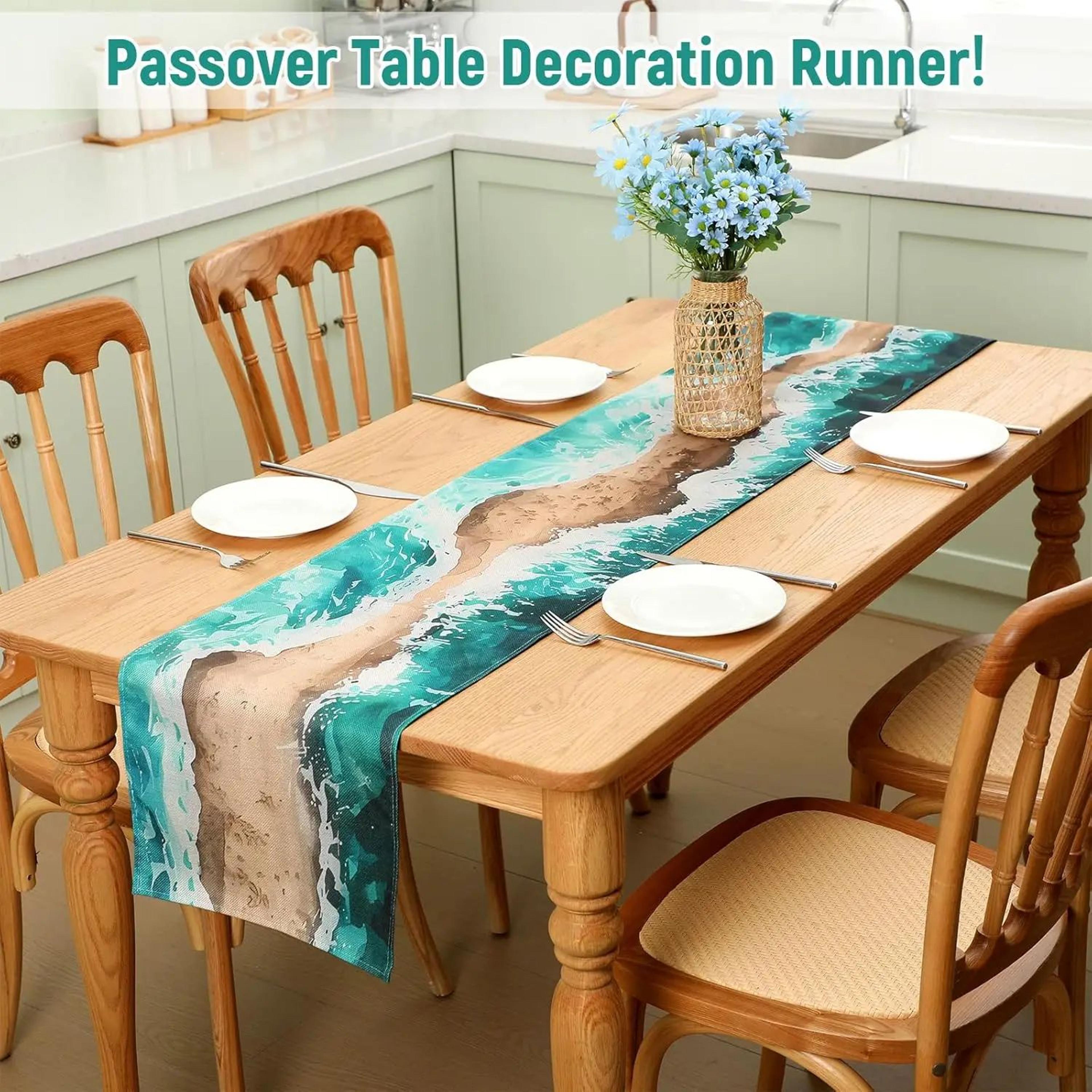 Passover Table Runner Linen  Pesach Jewish Holiday Dining Table Decor 4